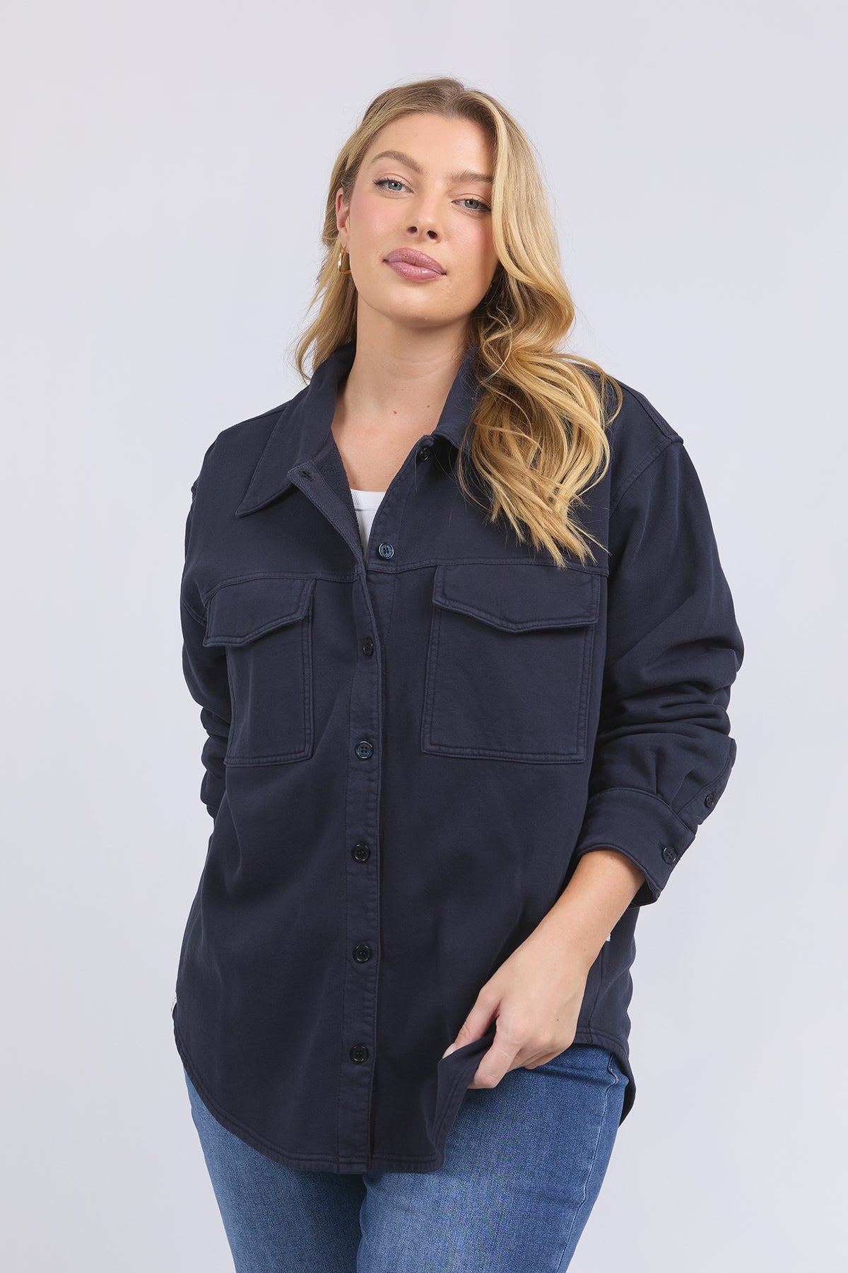 Poppy Fleece Shacket Navy