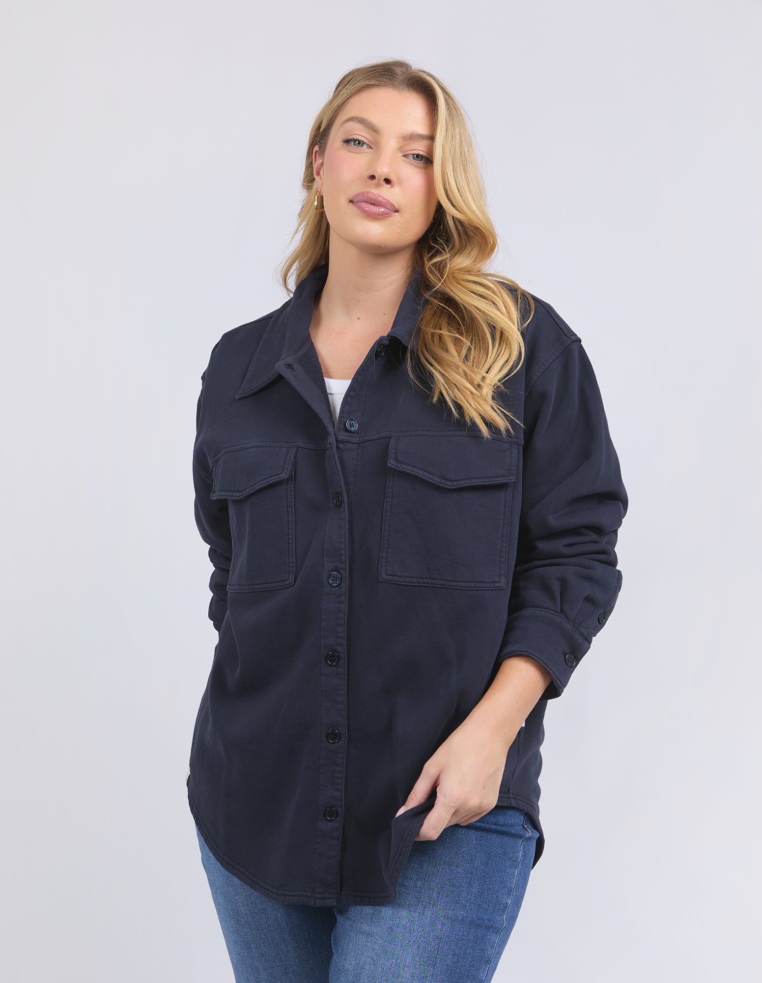 Poppy Fleece Shacket Navy