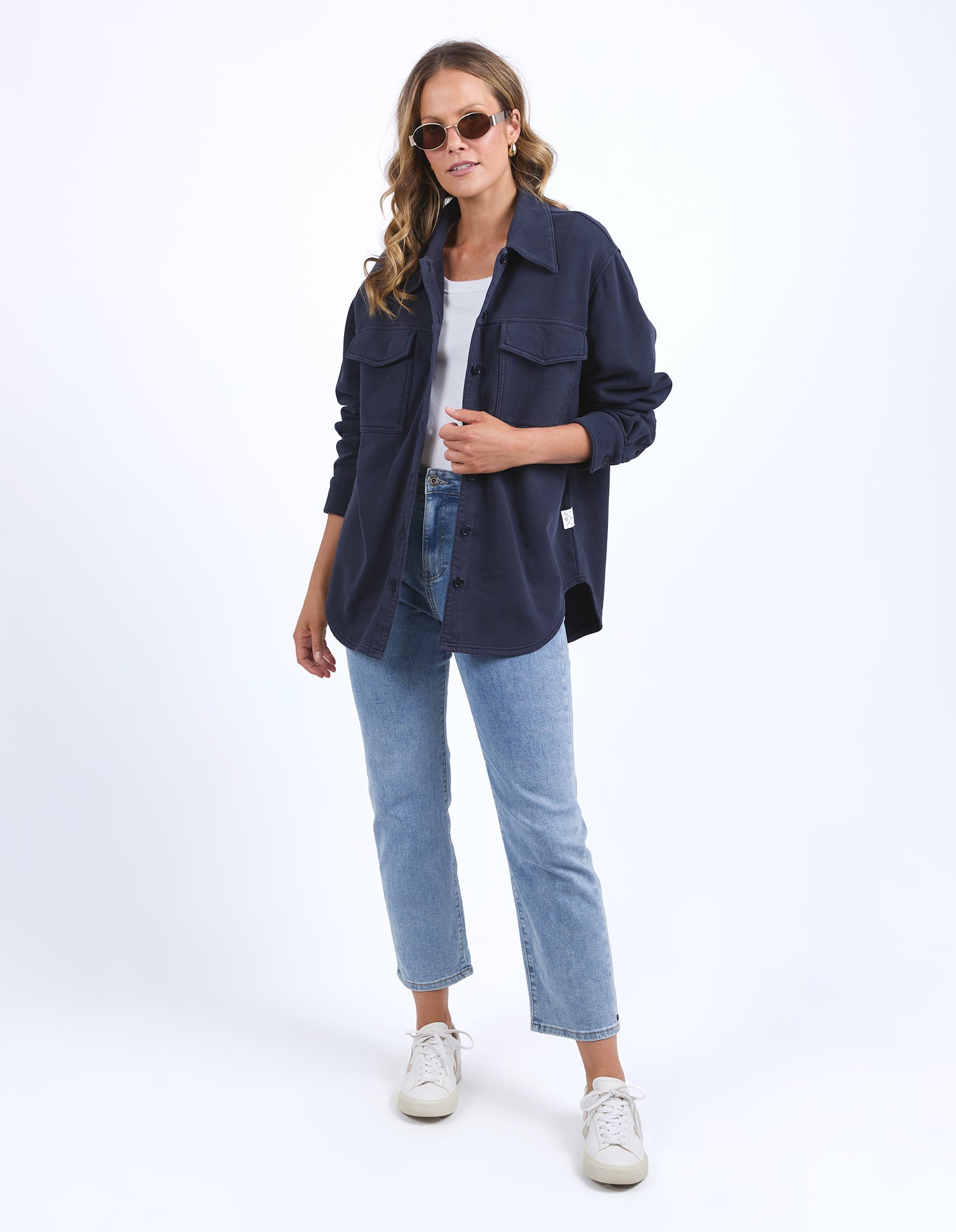 Poppy Fleece Shacket Navy