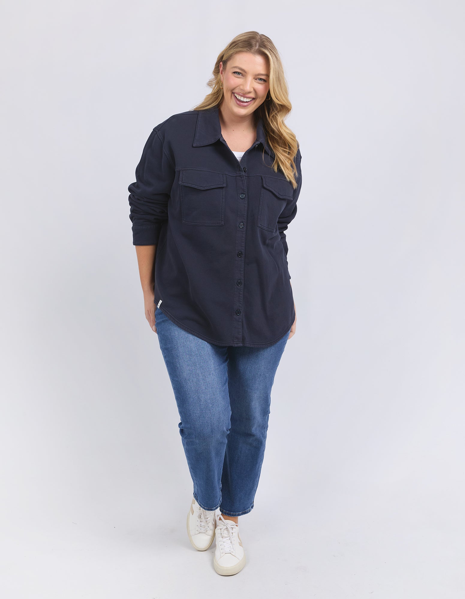 Poppy Fleece Shacket Navy