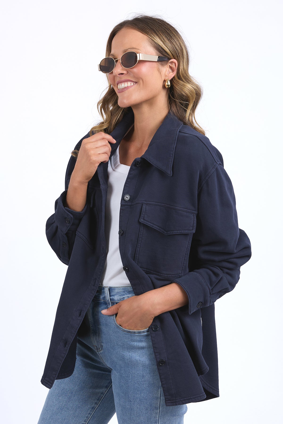 Poppy Fleece Shacket Navy
