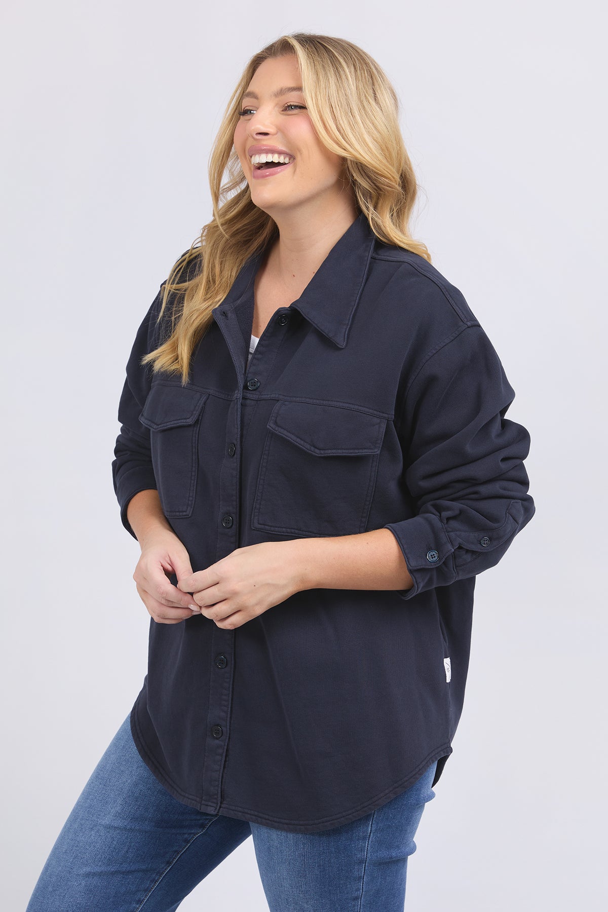 Poppy Fleece Shacket Navy