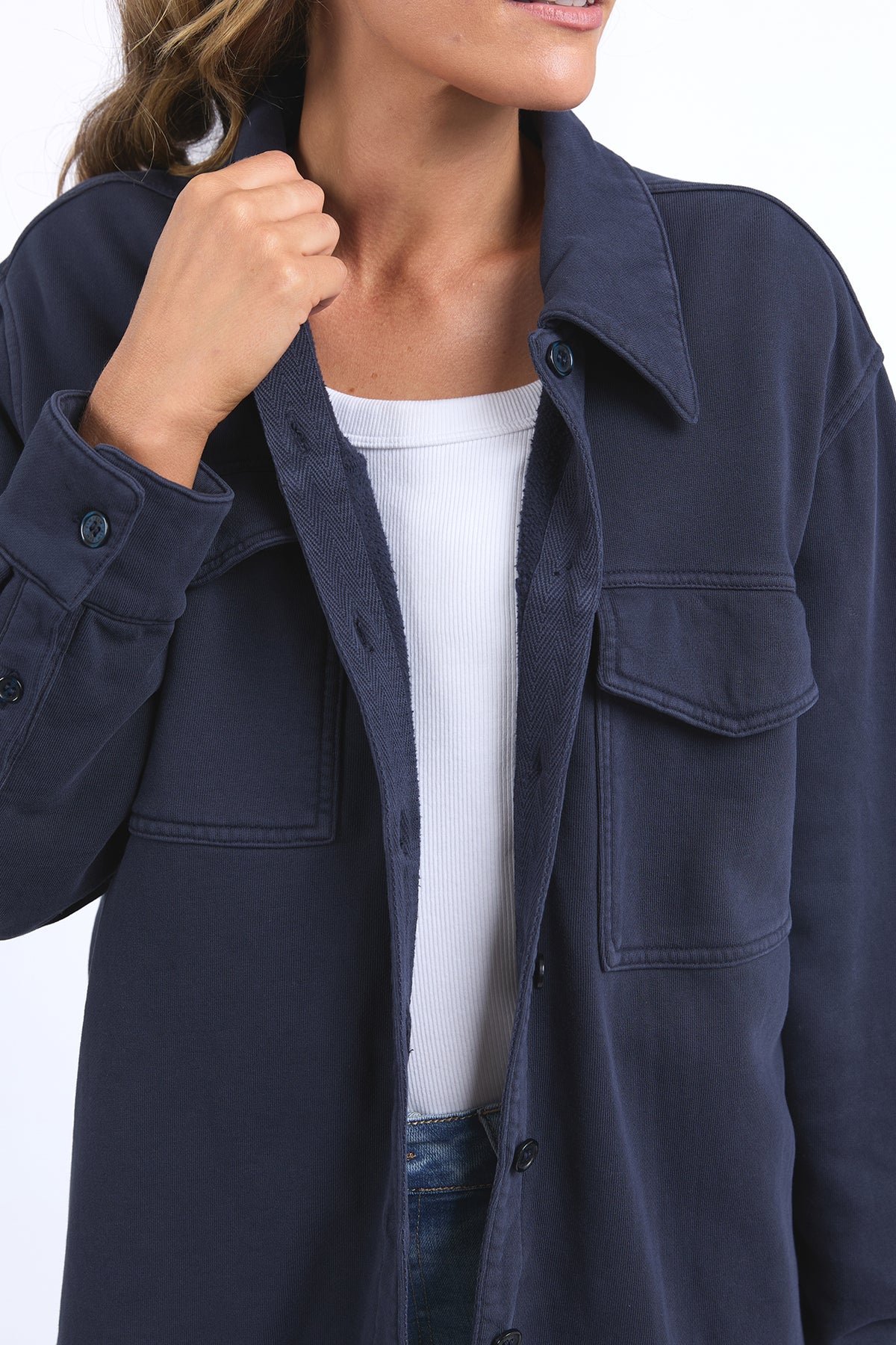 Poppy Fleece Shacket Navy