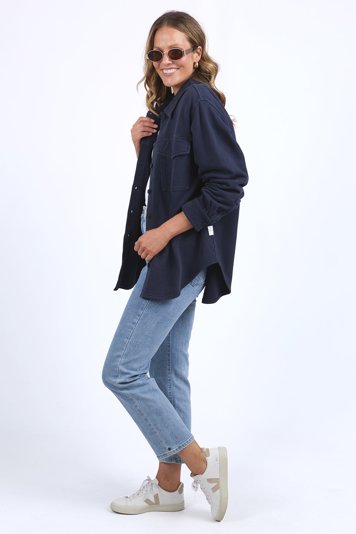 Poppy Fleece Shacket Navy