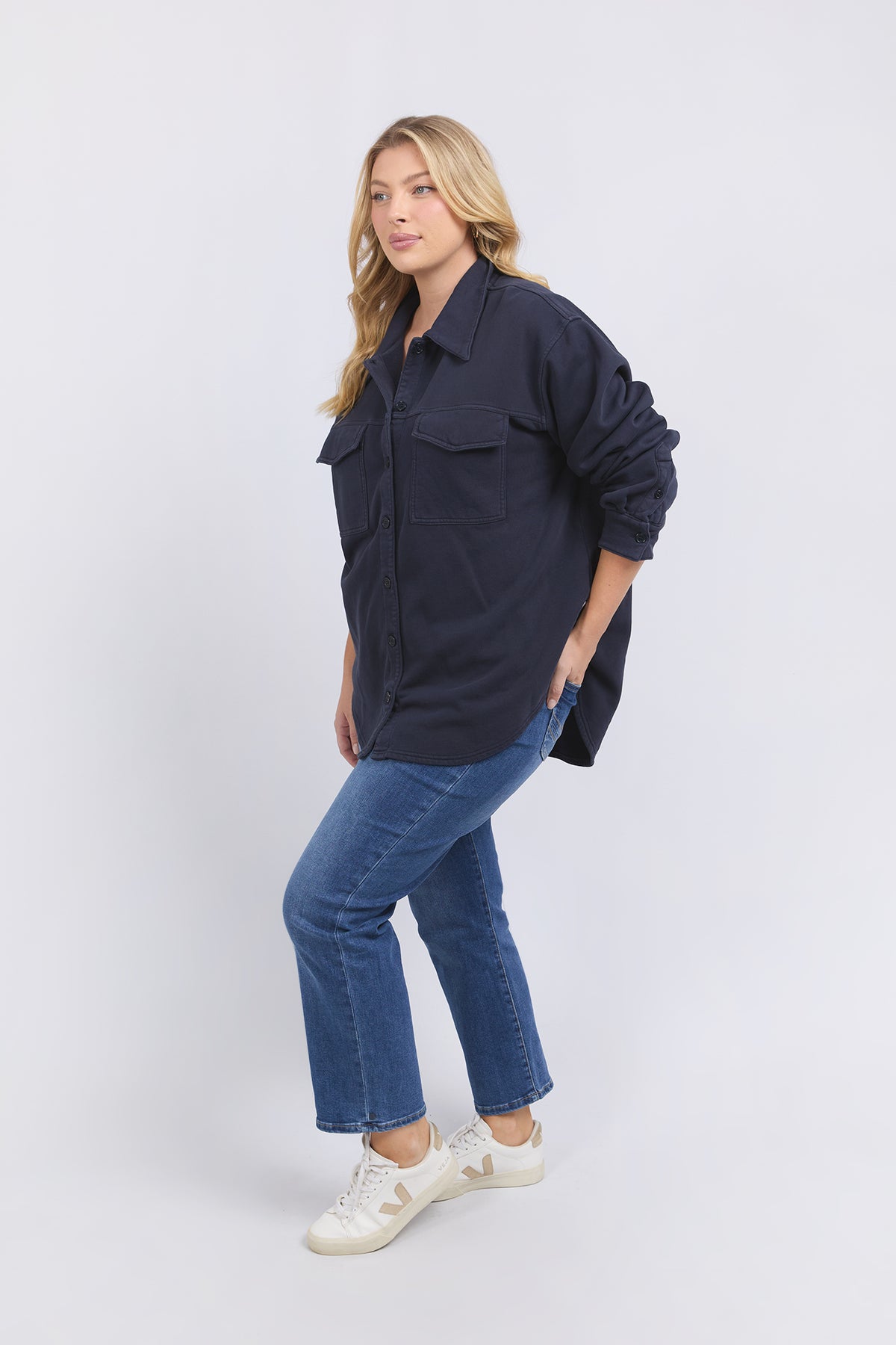 Poppy Fleece Shacket Navy