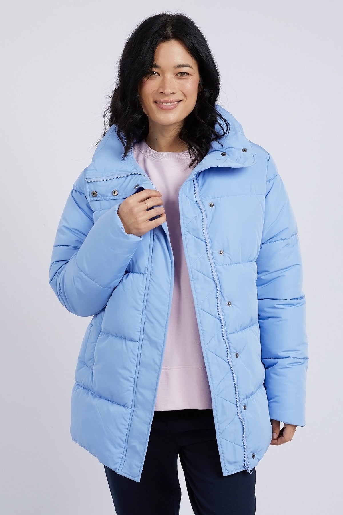 Longline Puffer Jacket Hydrangea