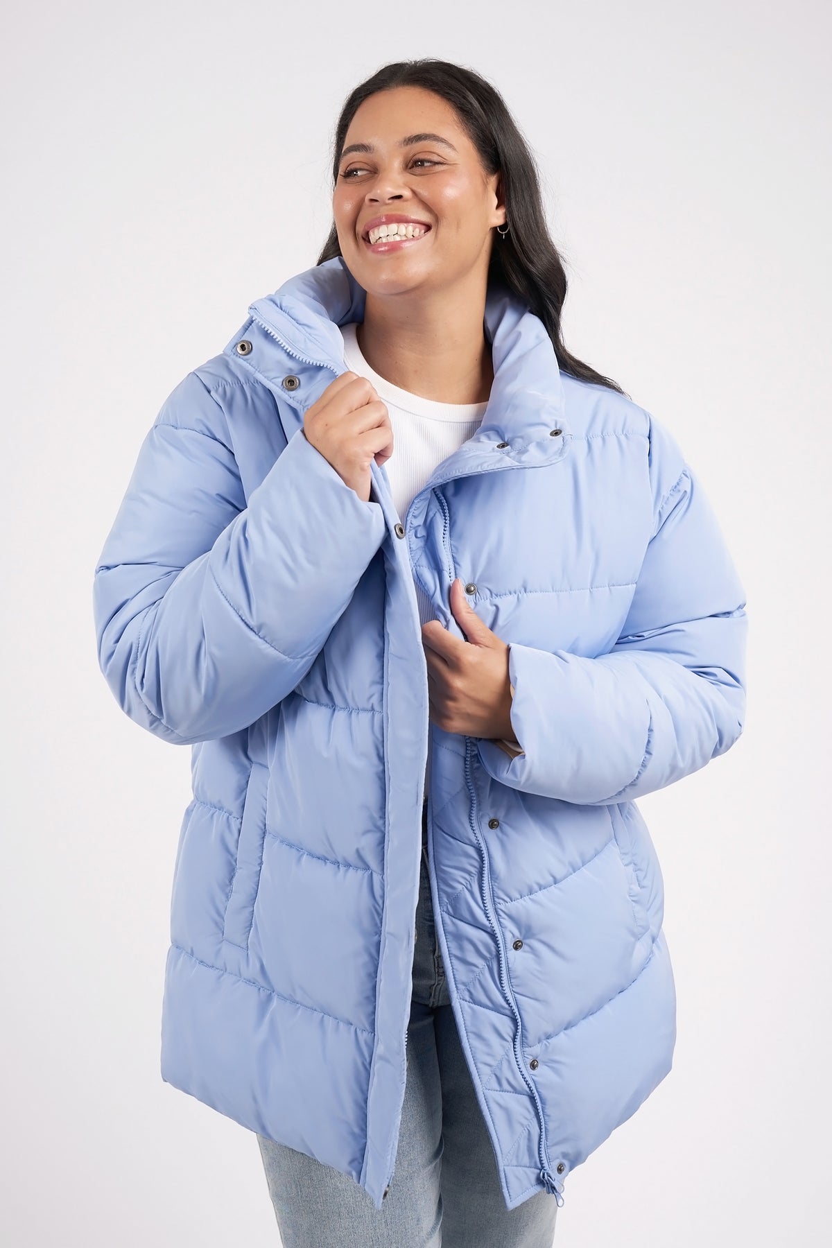 Longline Puffer Jacket Hydrangea