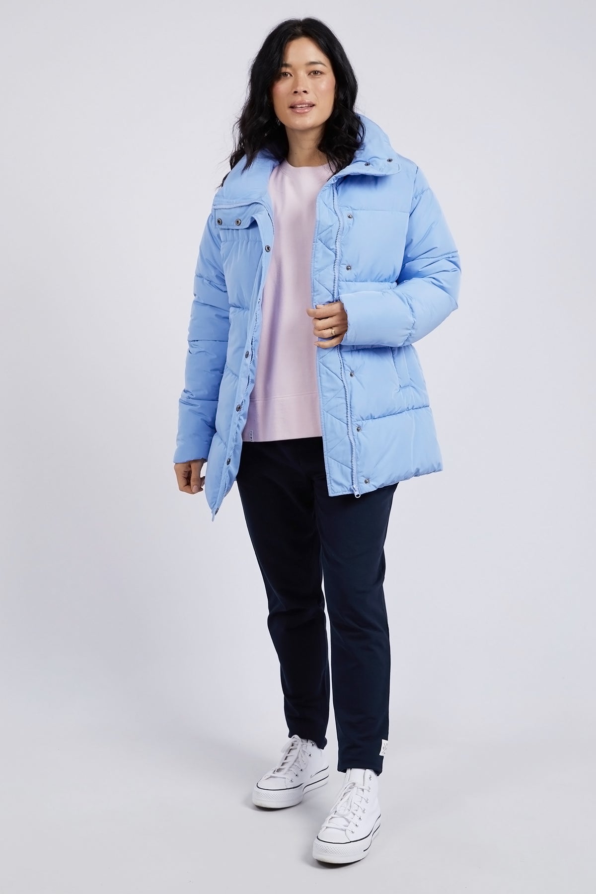 Longline Puffer Jacket Hydrangea