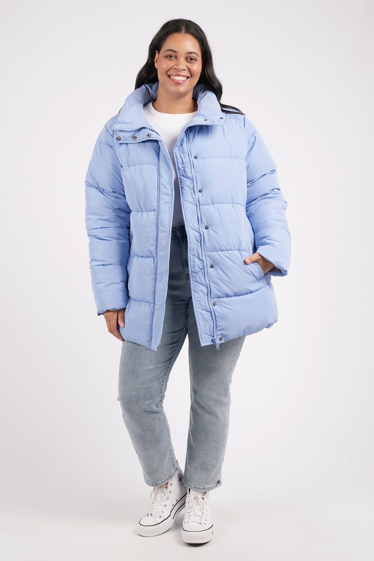 Longline Puffer Jacket Hydrangea