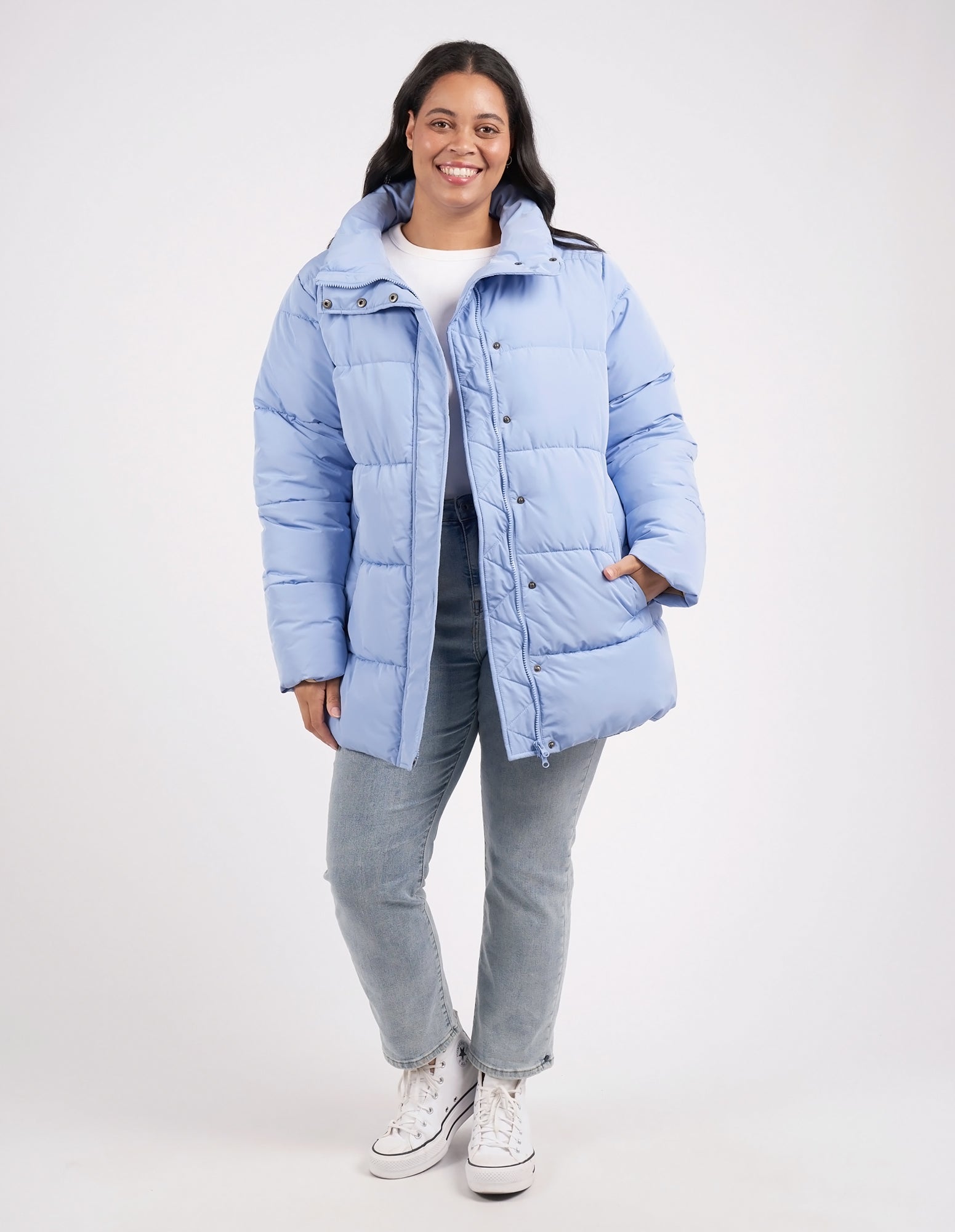 Longline Puffer Jacket Hydrangea