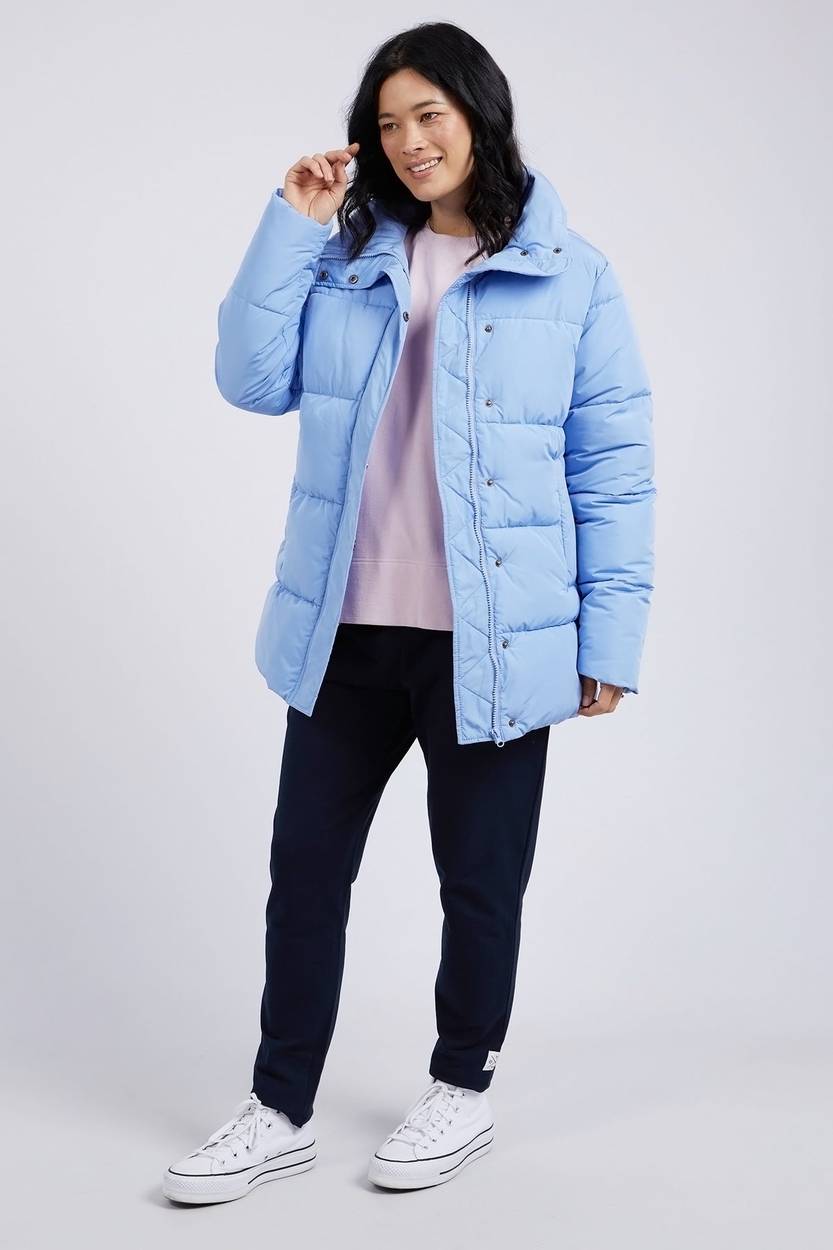 Longline Puffer Jacket Hydrangea