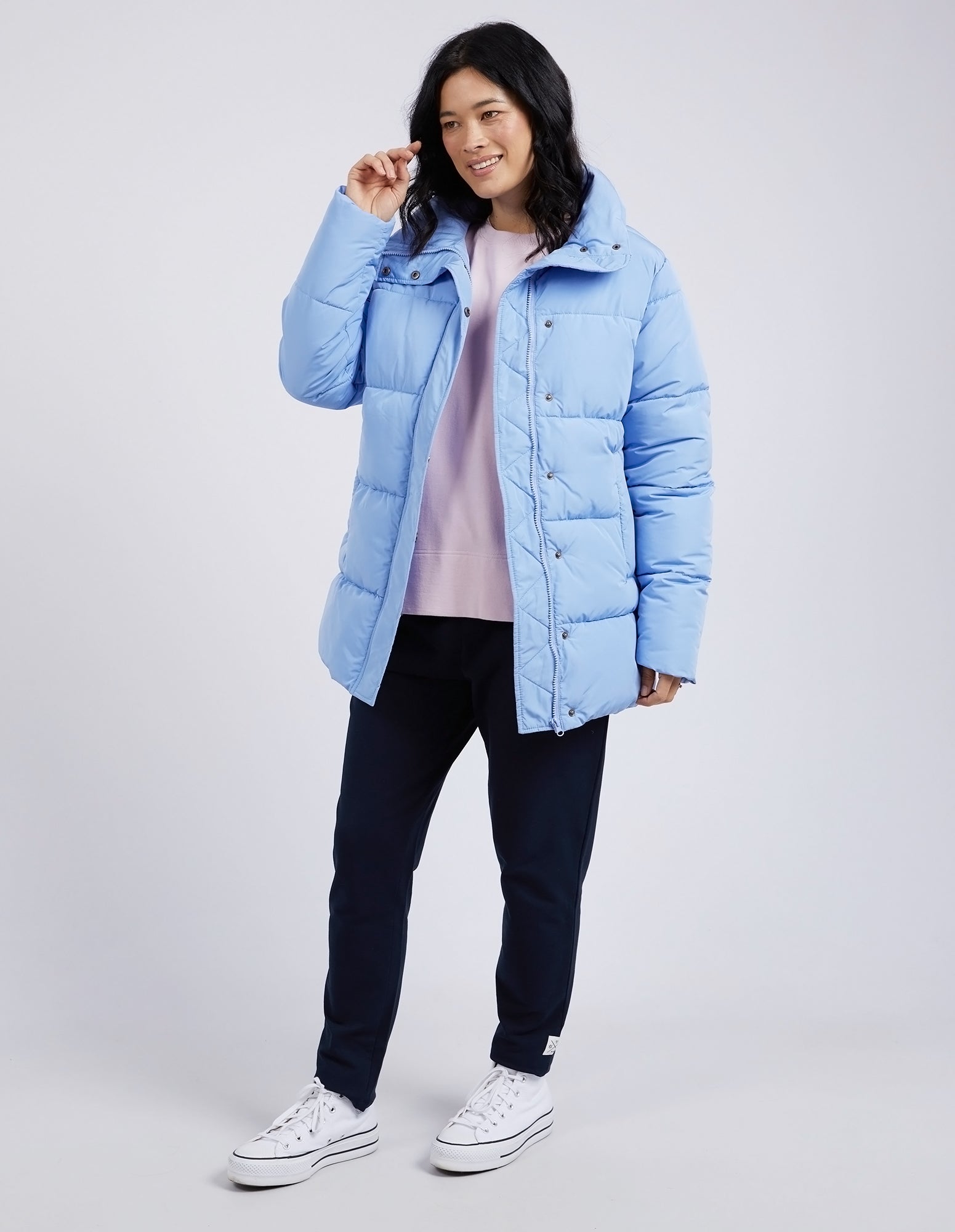 Longline Puffer Jacket Hydrangea