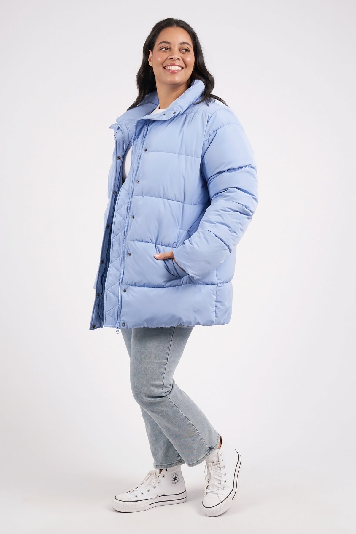 Longline Puffer Jacket Hydrangea