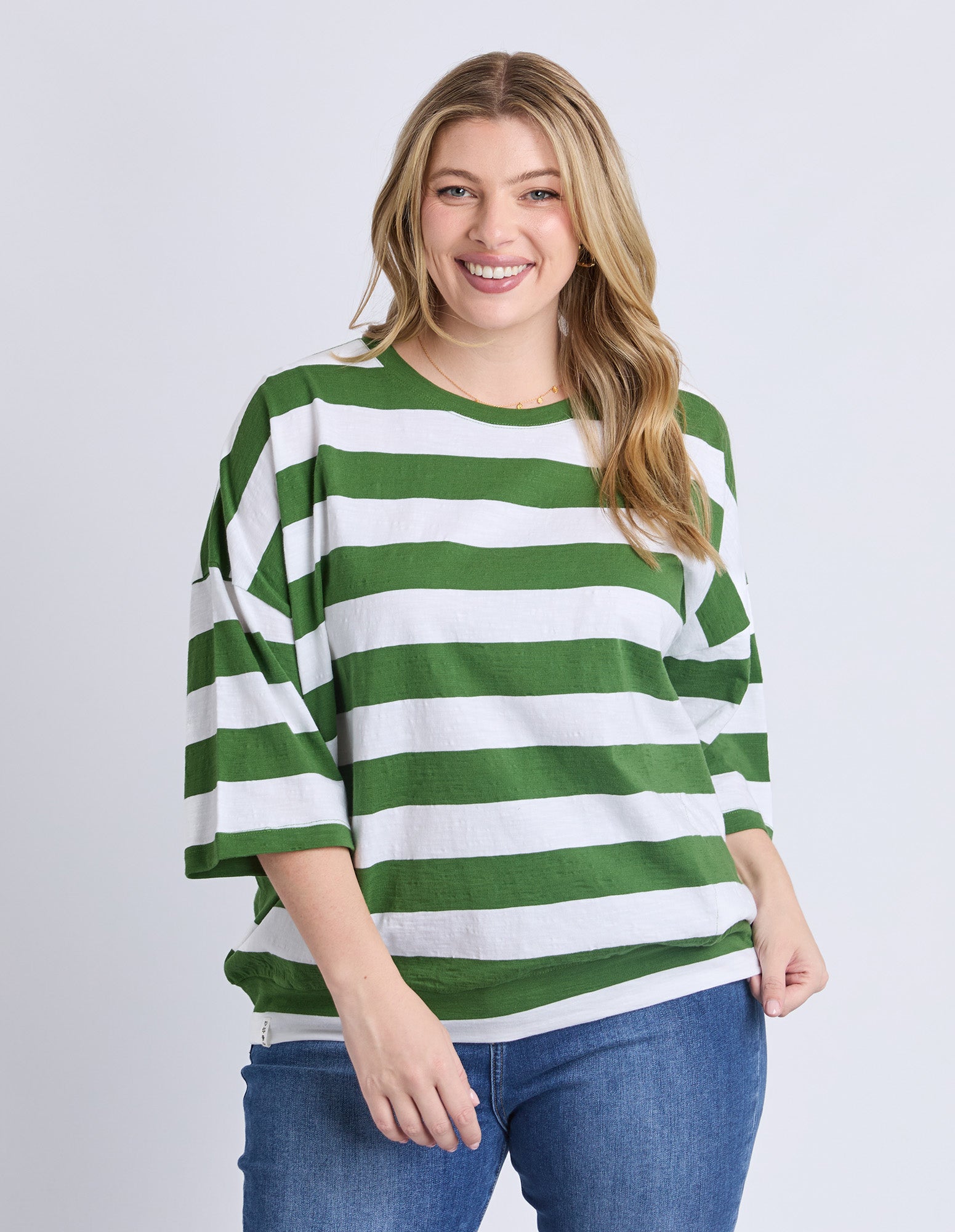 Mazie Block Stripe Sweat Cedar/Marshmellow