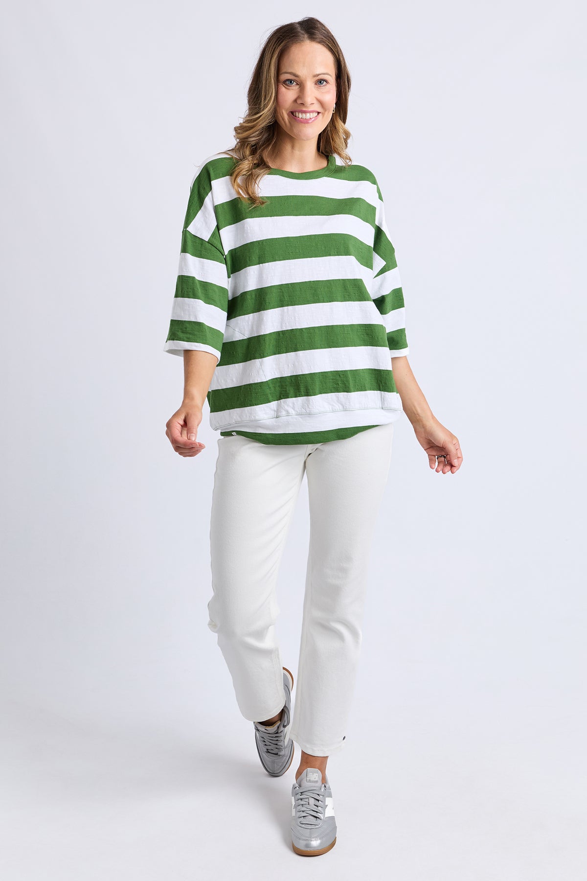 Mazie Block Stripe Sweat Cedar/Marshmellow