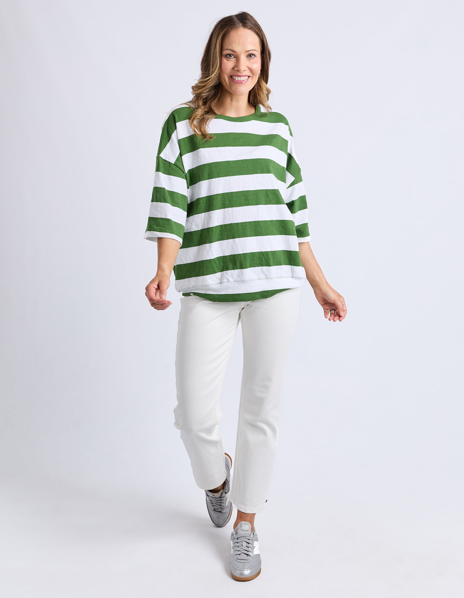 Mazie Block Stripe Sweat Cedar/Marshmellow