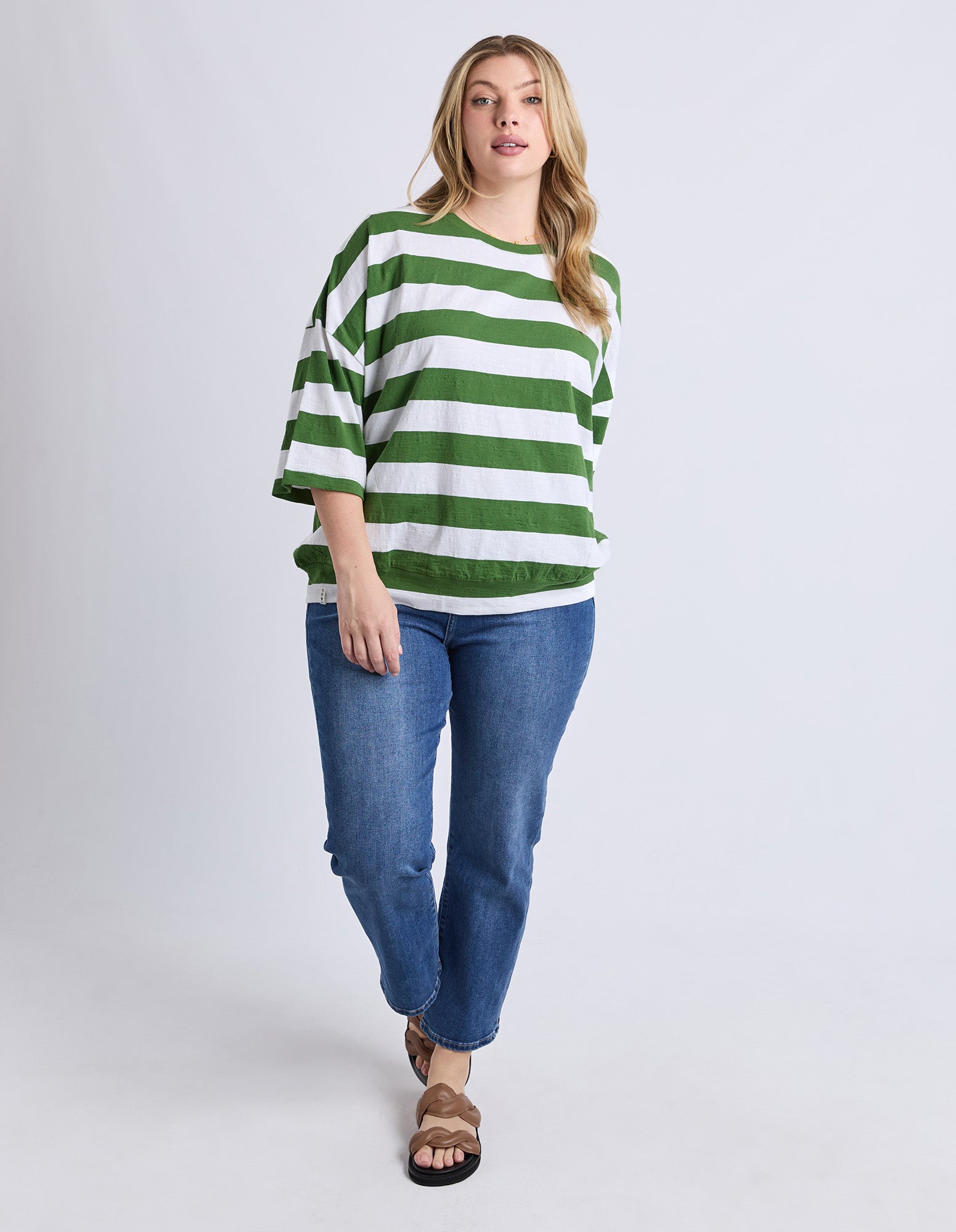 Mazie Block Stripe Sweat Cedar/Marshmellow