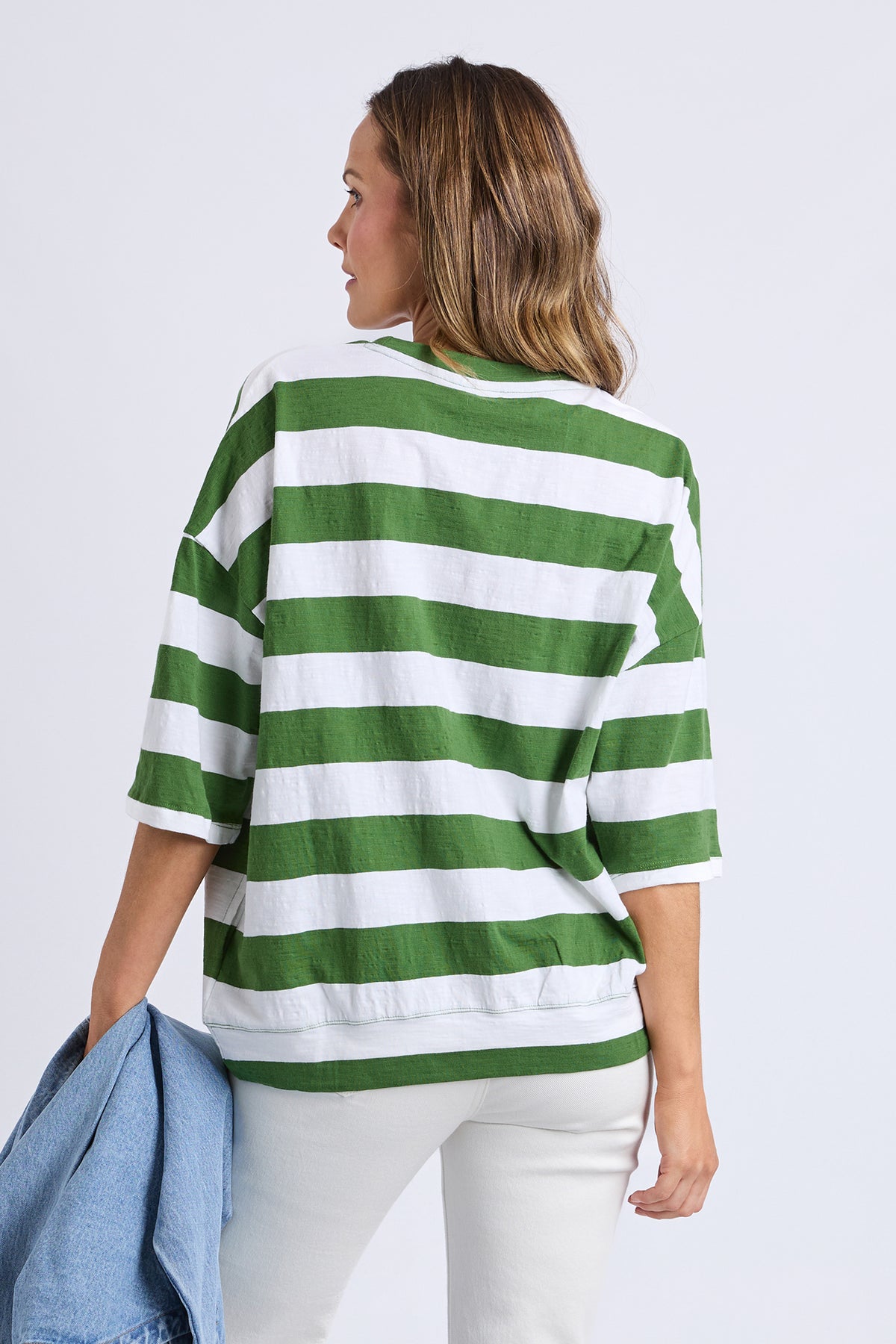 Mazie Block Stripe Sweat Cedar/Marshmellow