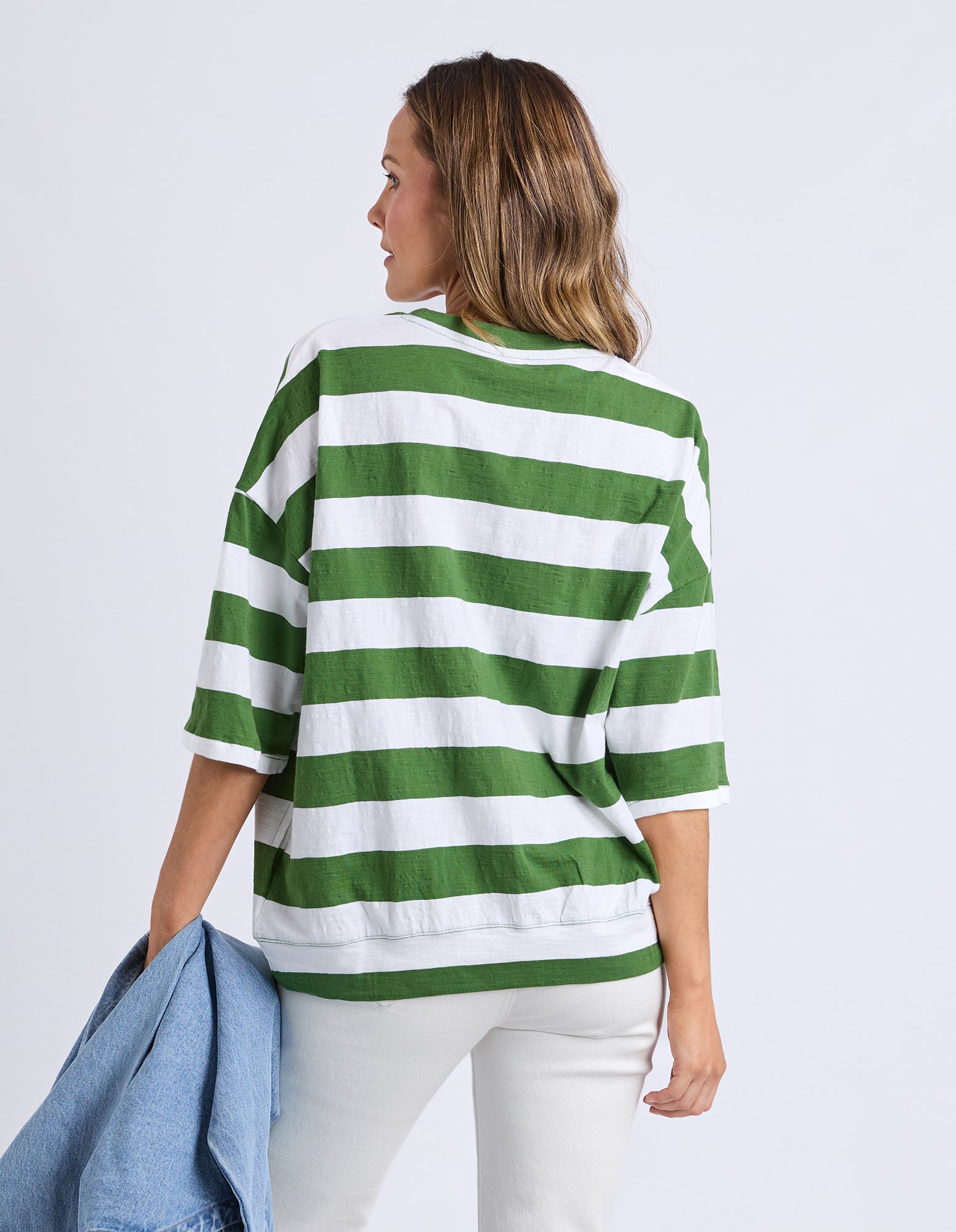 Mazie Block Stripe Sweat Cedar/Marshmellow