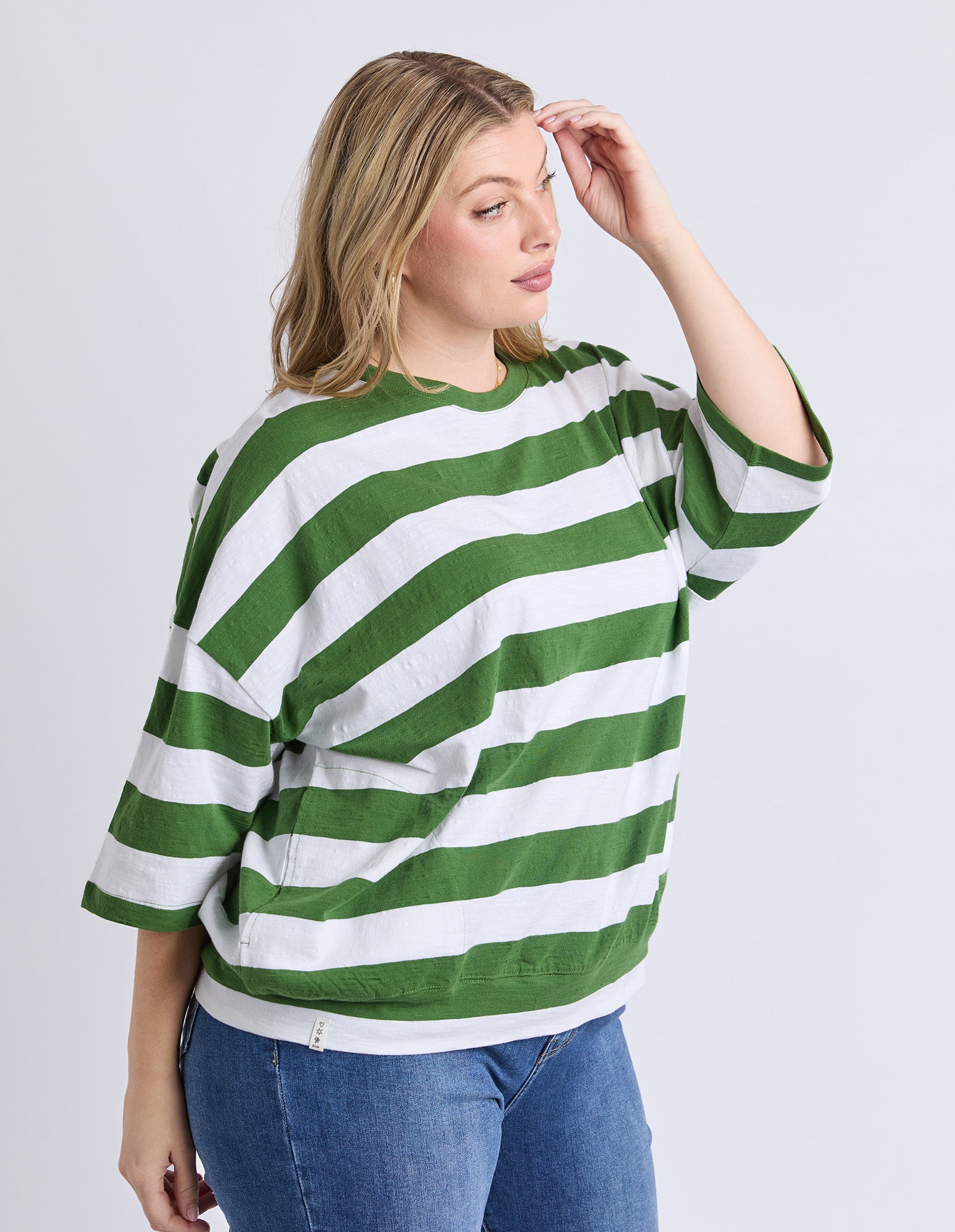 Mazie Block Stripe Sweat Cedar/Marshmellow