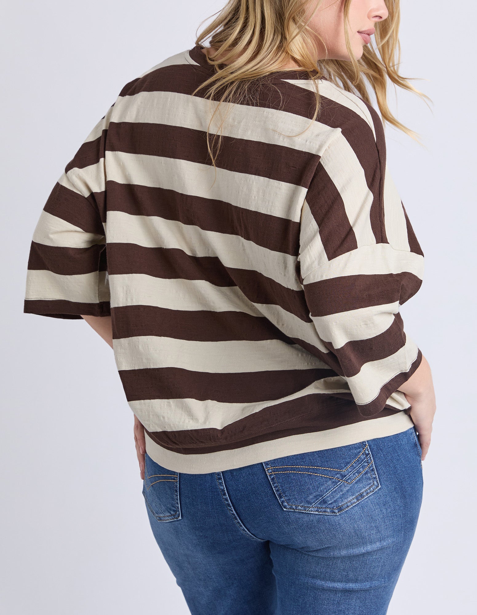 Mazie Block Stripe Sweat Coffee/Marshmellow Stripe