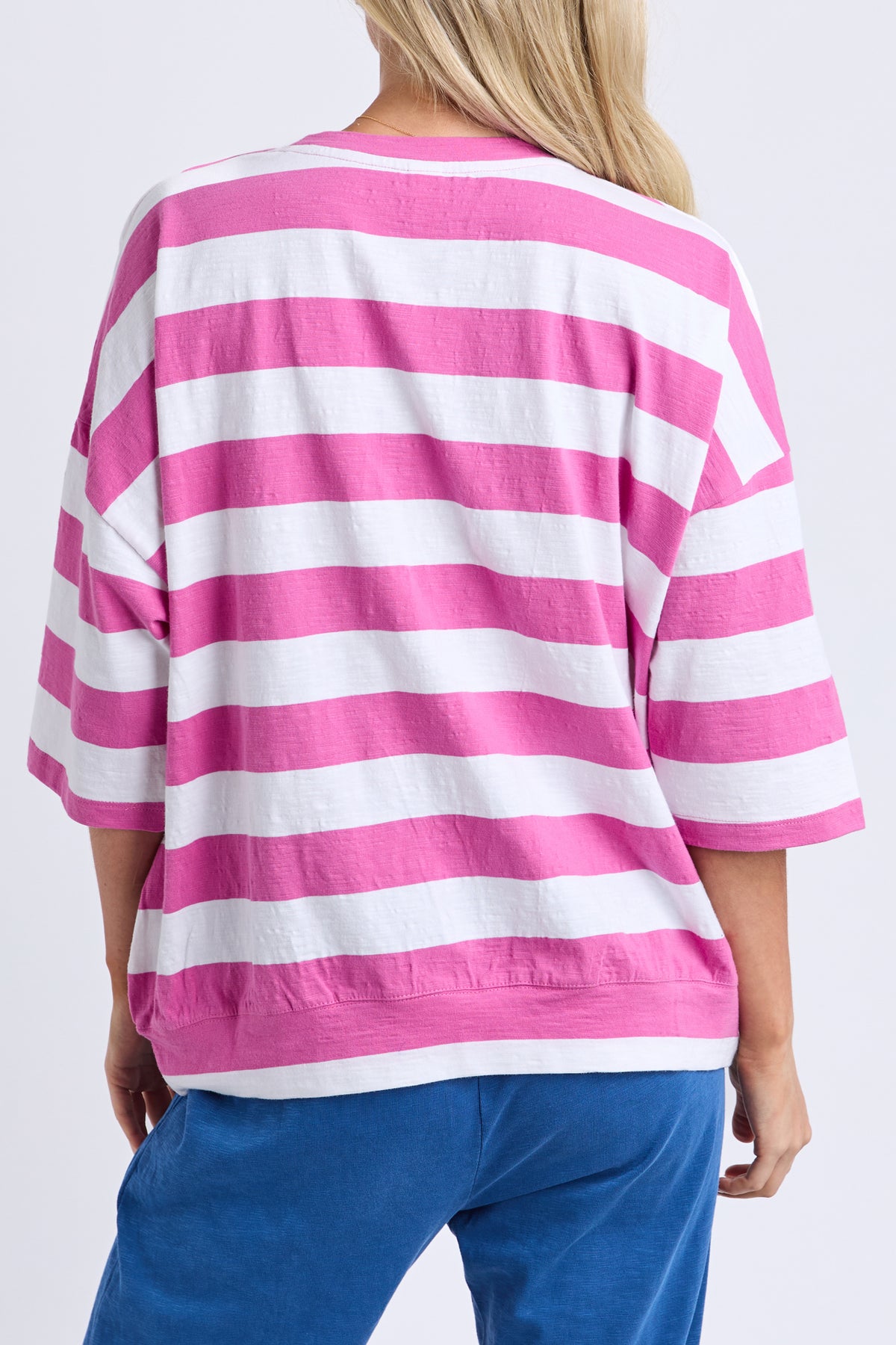 Mazie Block Stripe Sweat Magenta/White Stripe
