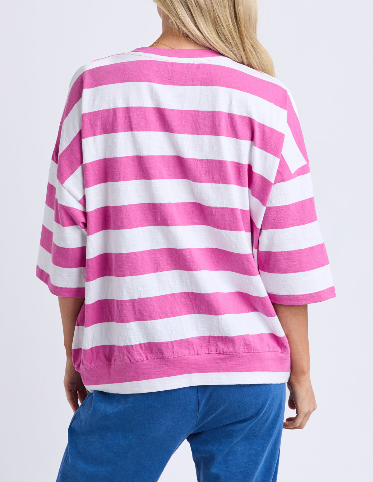 Mazie Block Stripe Sweat Magenta/White Stripe