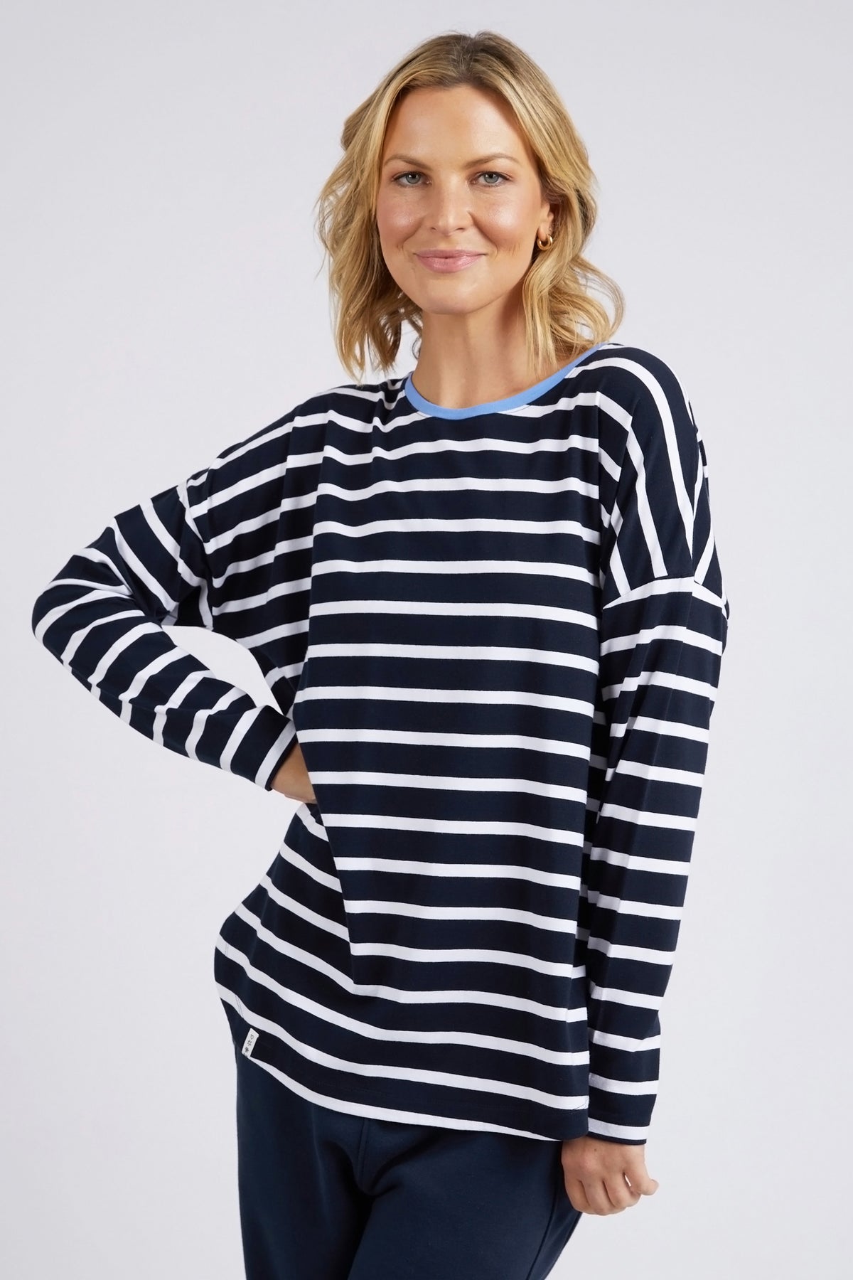 Tully Stripe L/S Tee Dark Sapphire/Wht