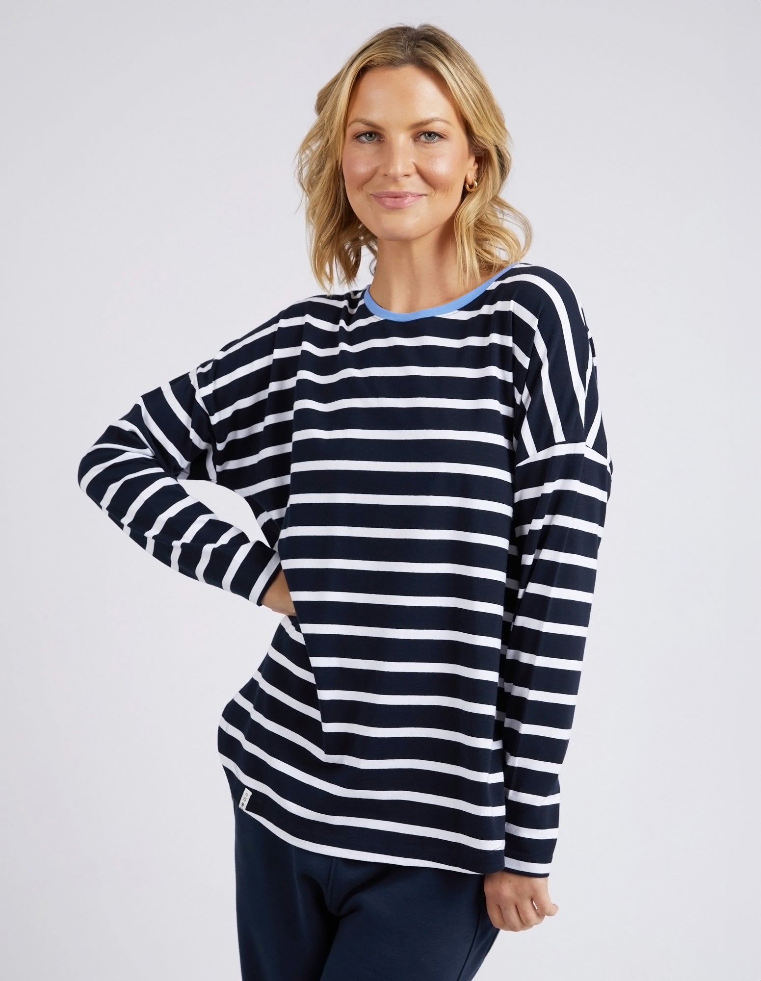 Tully Stripe L/S Tee Dark Sapphire/Wht