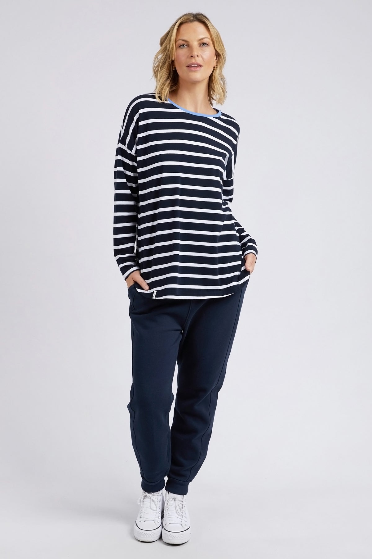 Tully Stripe L/S Tee Dark Sapphire/Wht