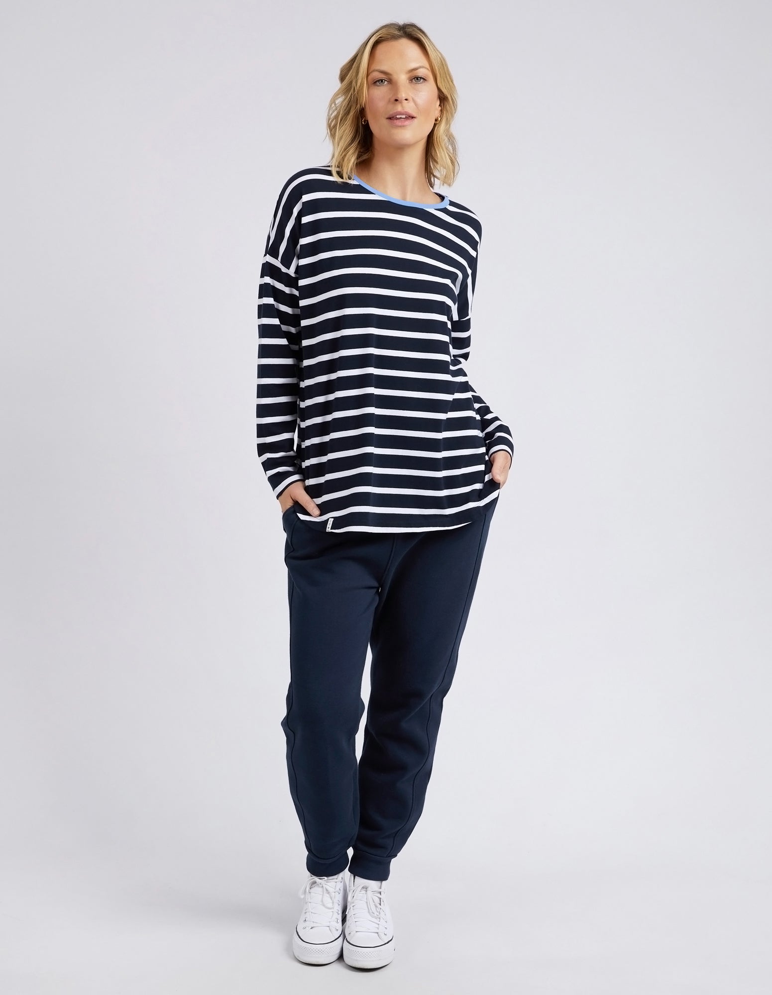 Tully Stripe L/S Tee Dark Sapphire/Wht