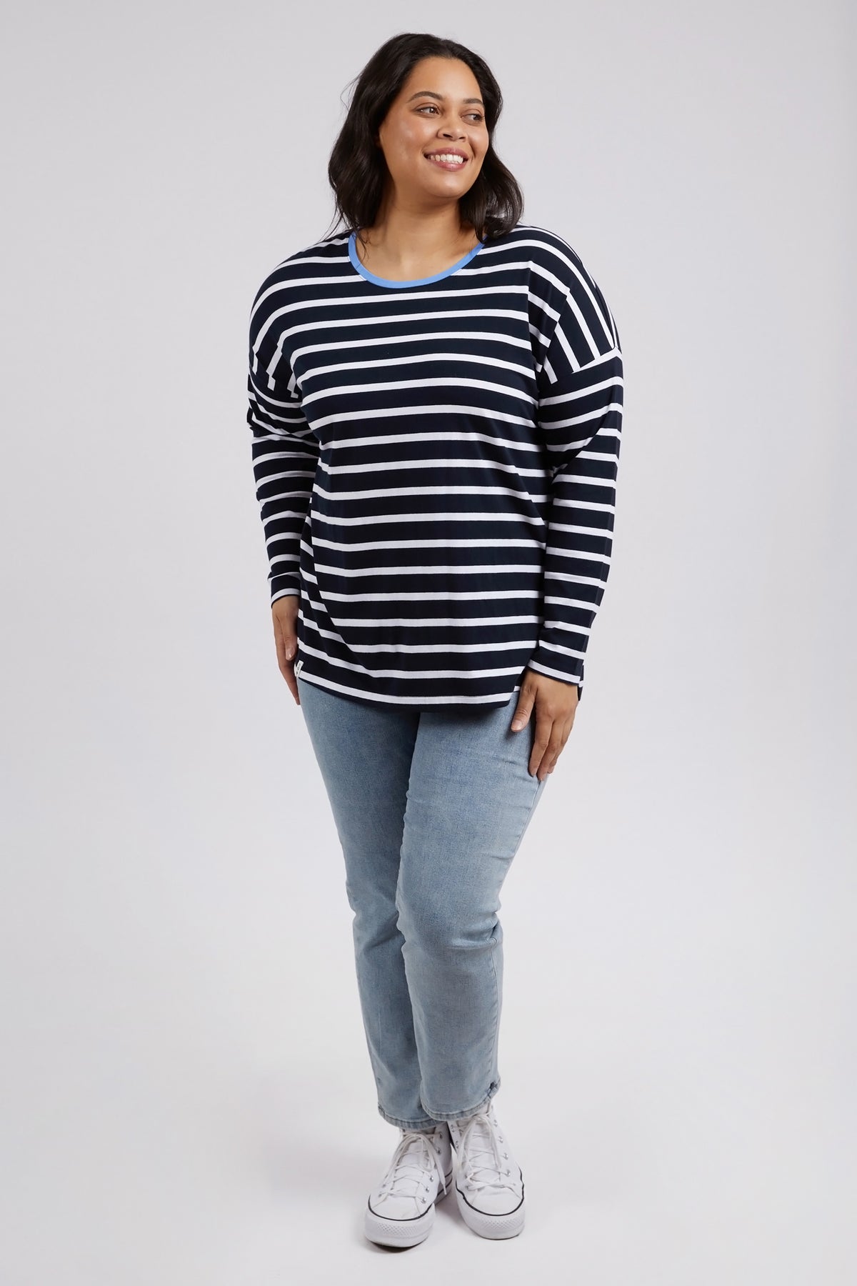 Tully Stripe L/S Tee Dark Sapphire/Wht