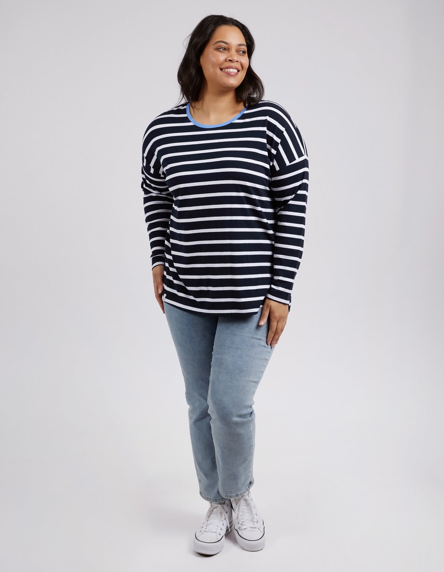 Tully Stripe L/S Tee Dark Sapphire/Wht