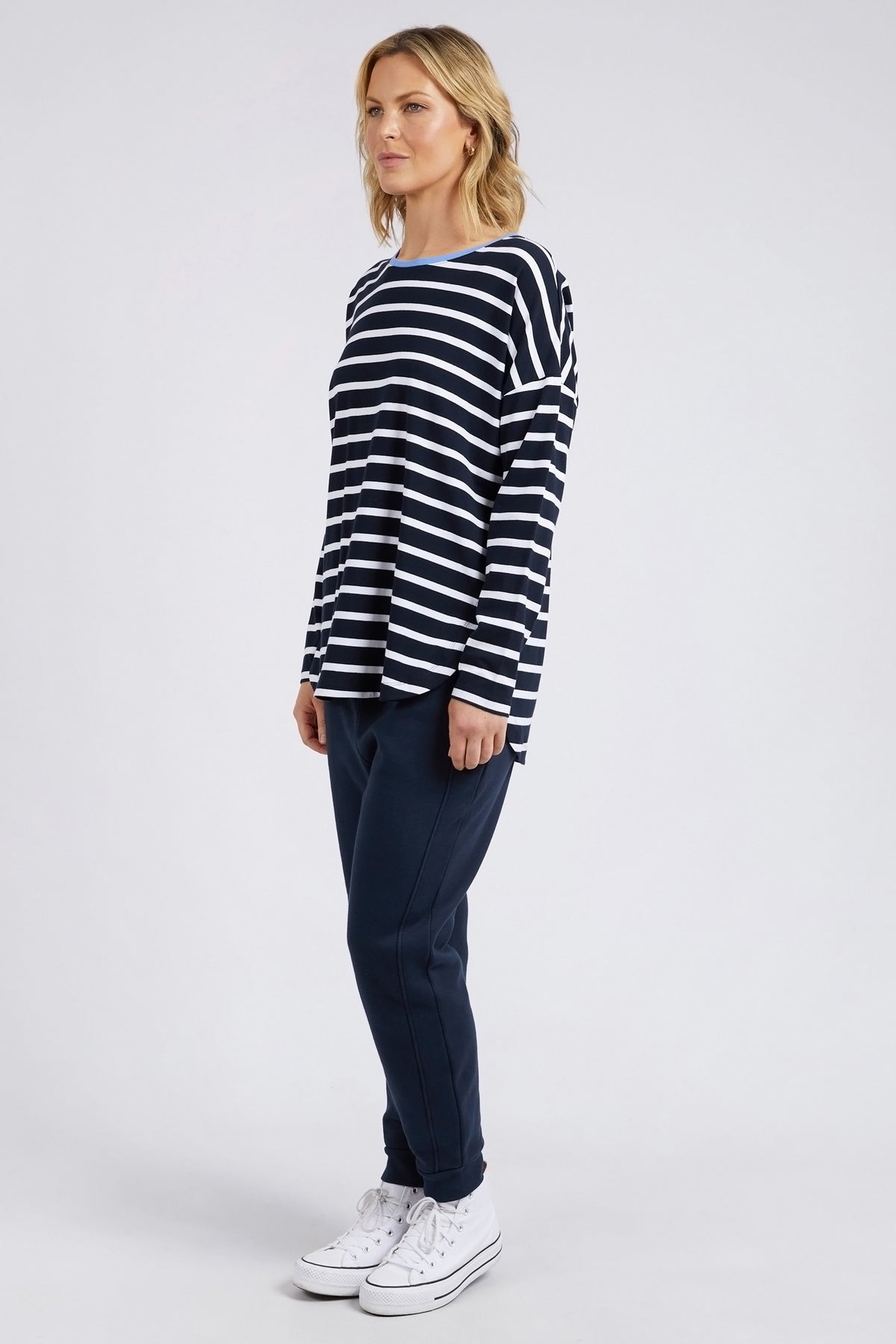 Tully Stripe L/S Tee Dark Sapphire/Wht