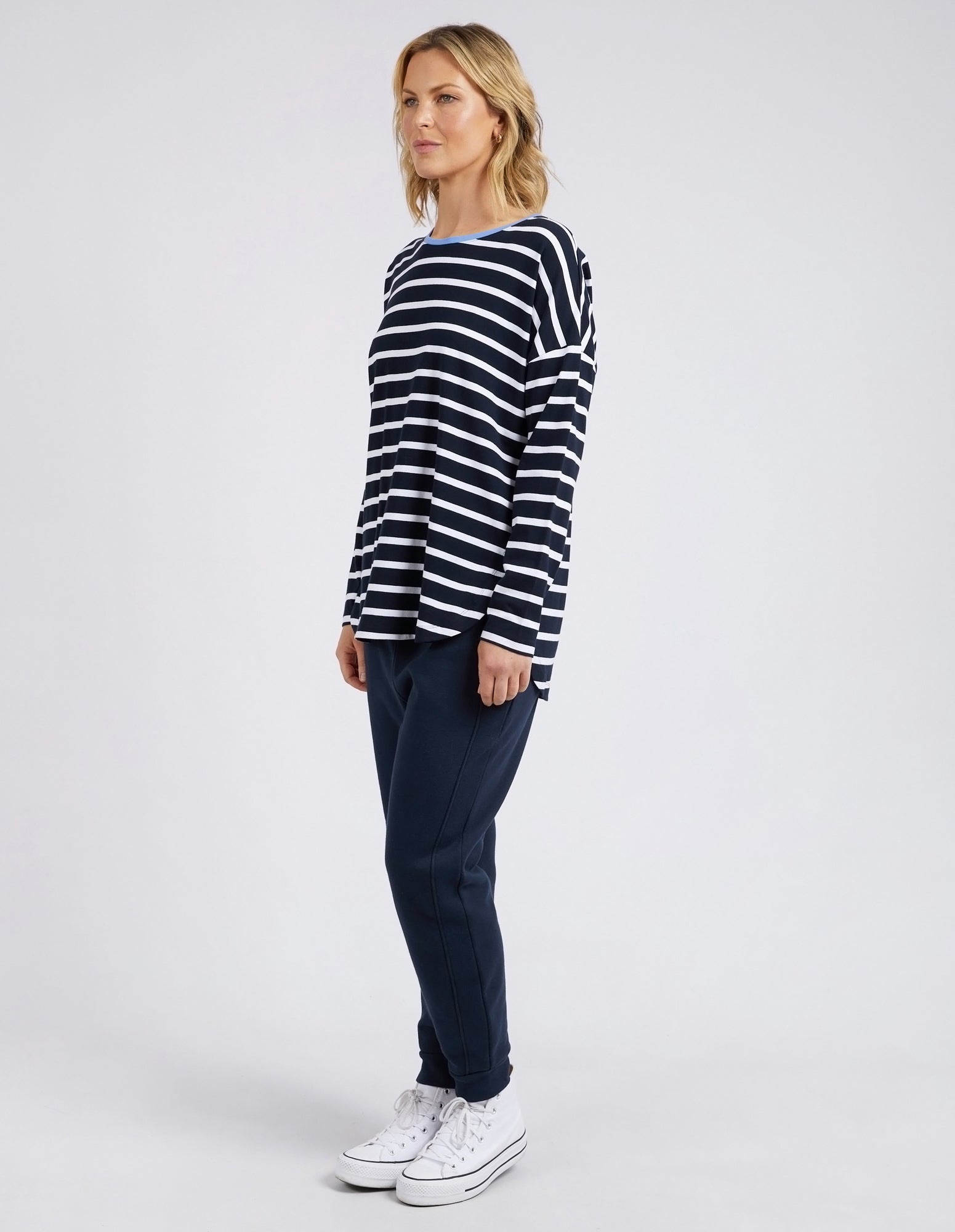 Tully Stripe L/S Tee Dark Sapphire/Wht