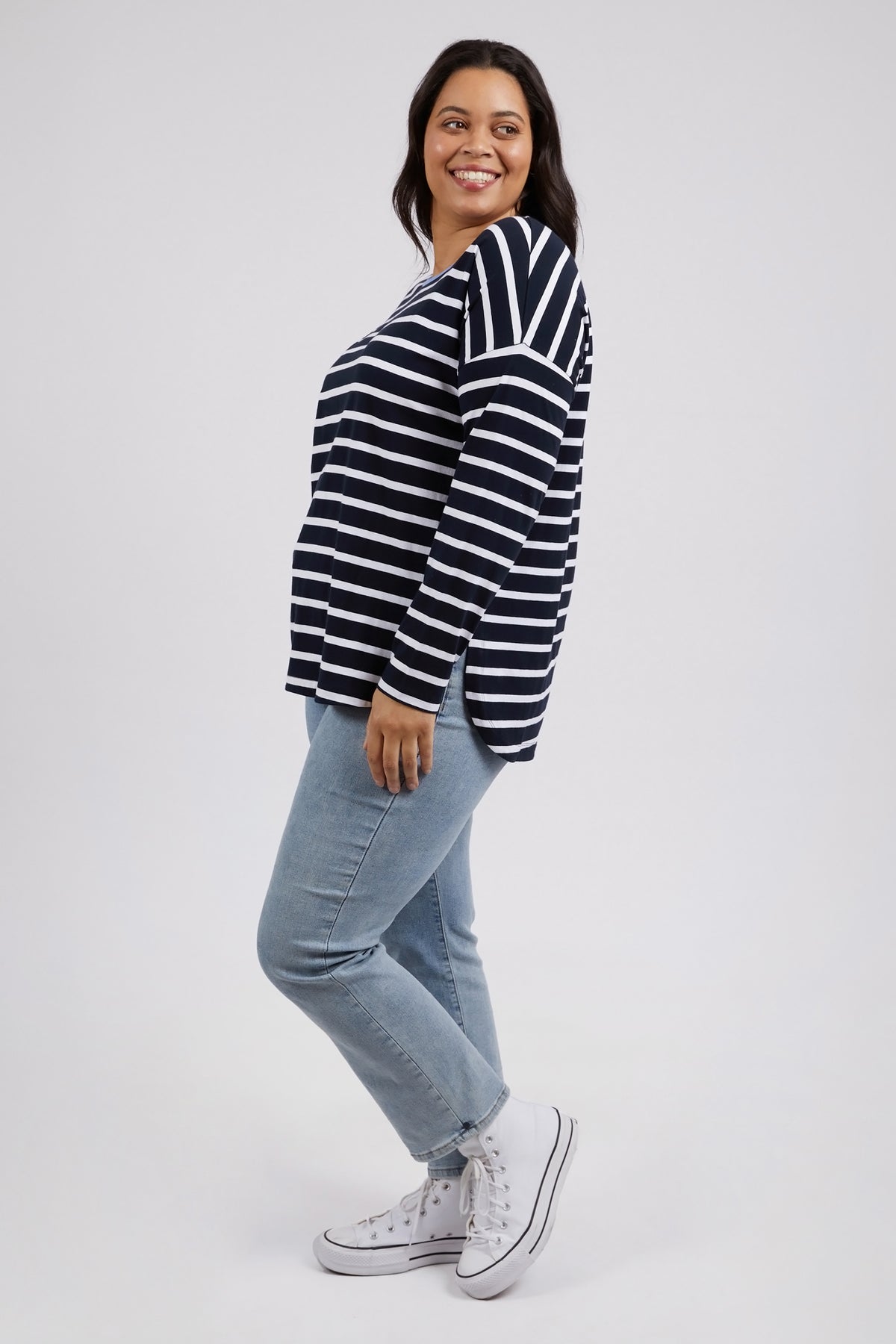 Tully Stripe L/S Tee Dark Sapphire/Wht