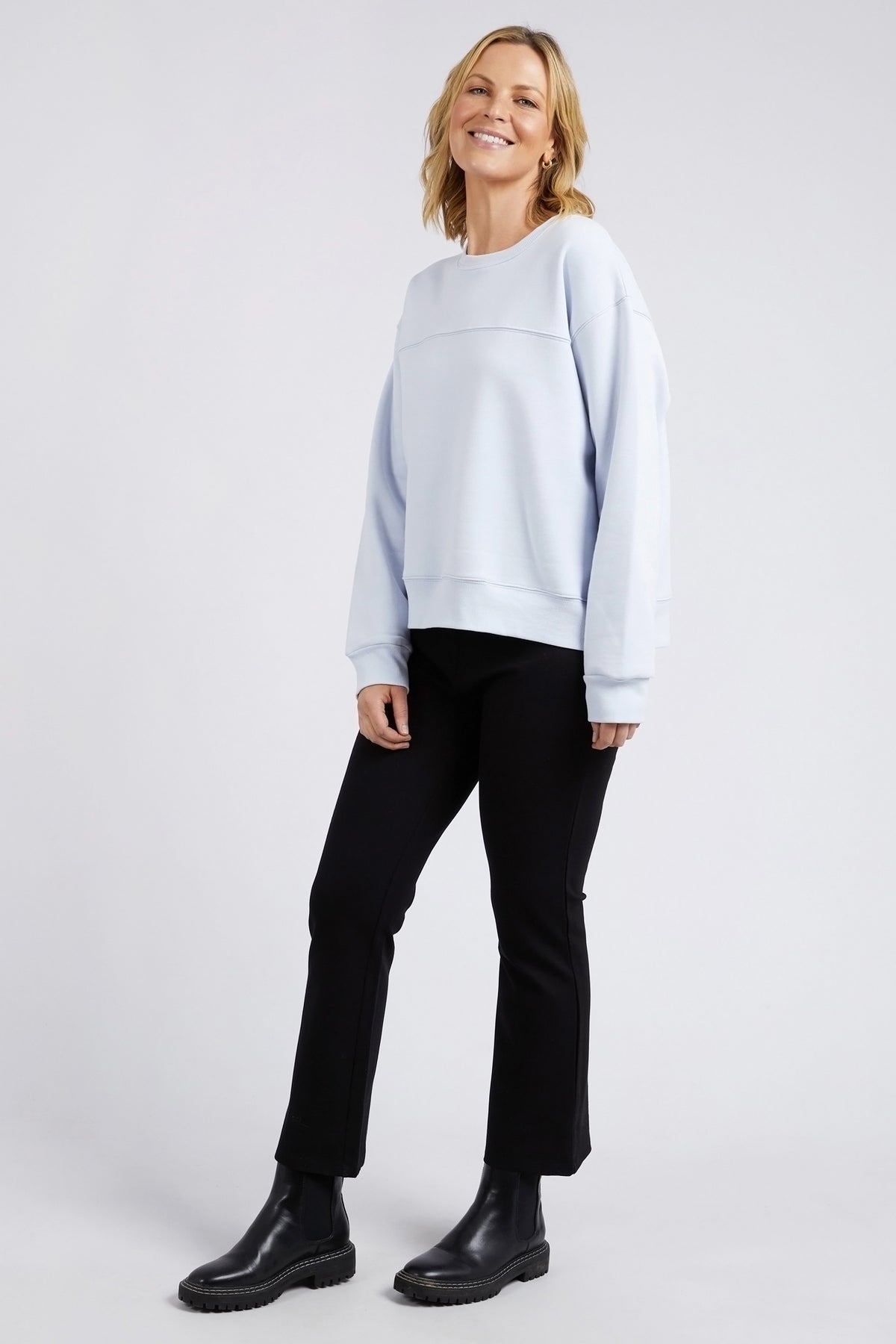 Shelly Fleece Crew Blue Mist