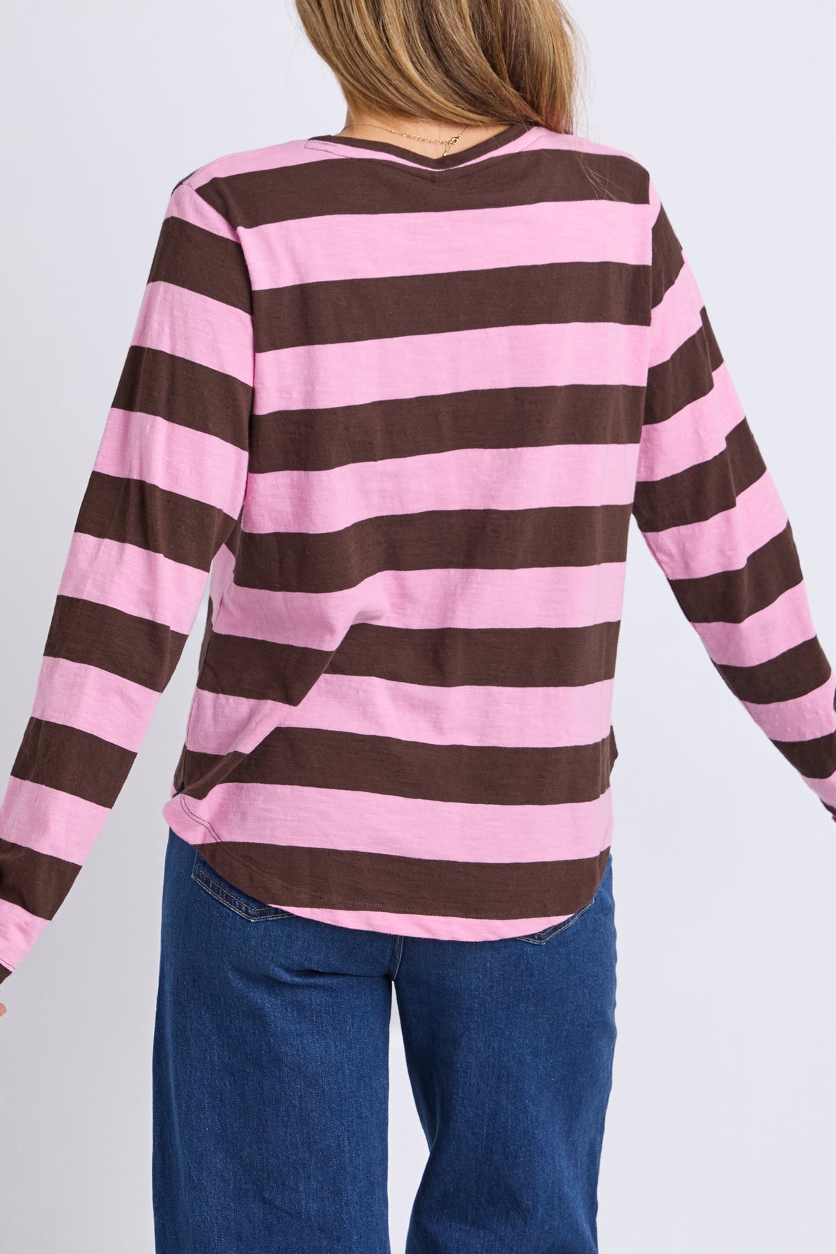 Spritz Stripe Long Sleeve Tee Coffee/Pink