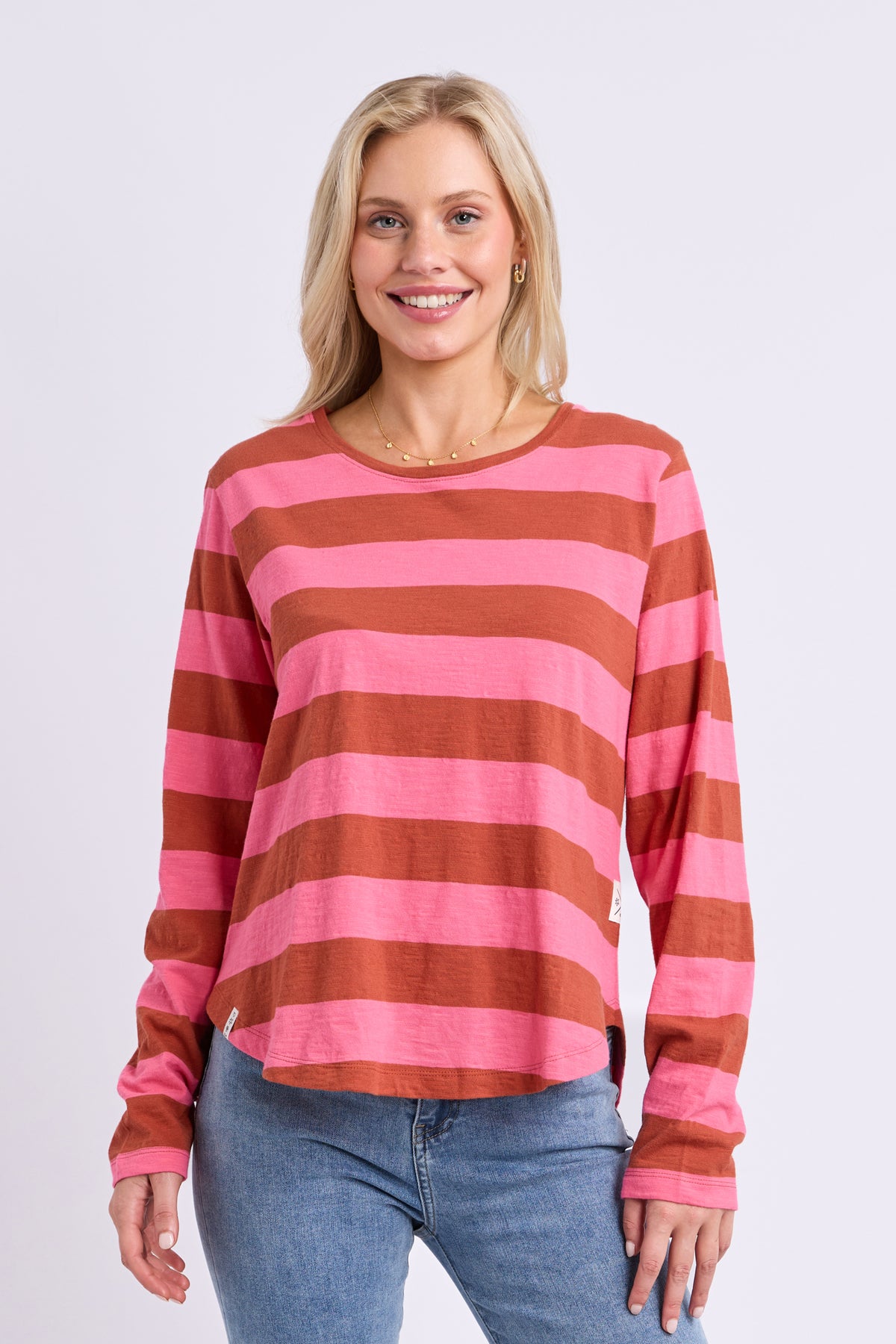Spritz Stripe Long Sleeve Tee Earth/Pink