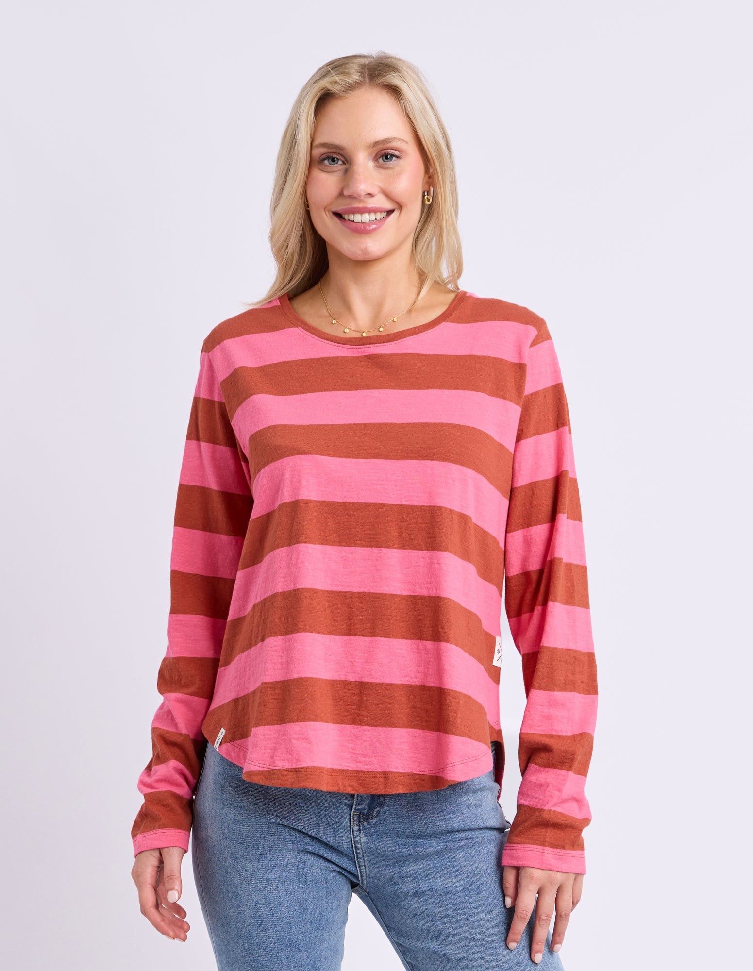 Spritz Stripe Long Sleeve Tee Earth/Pink