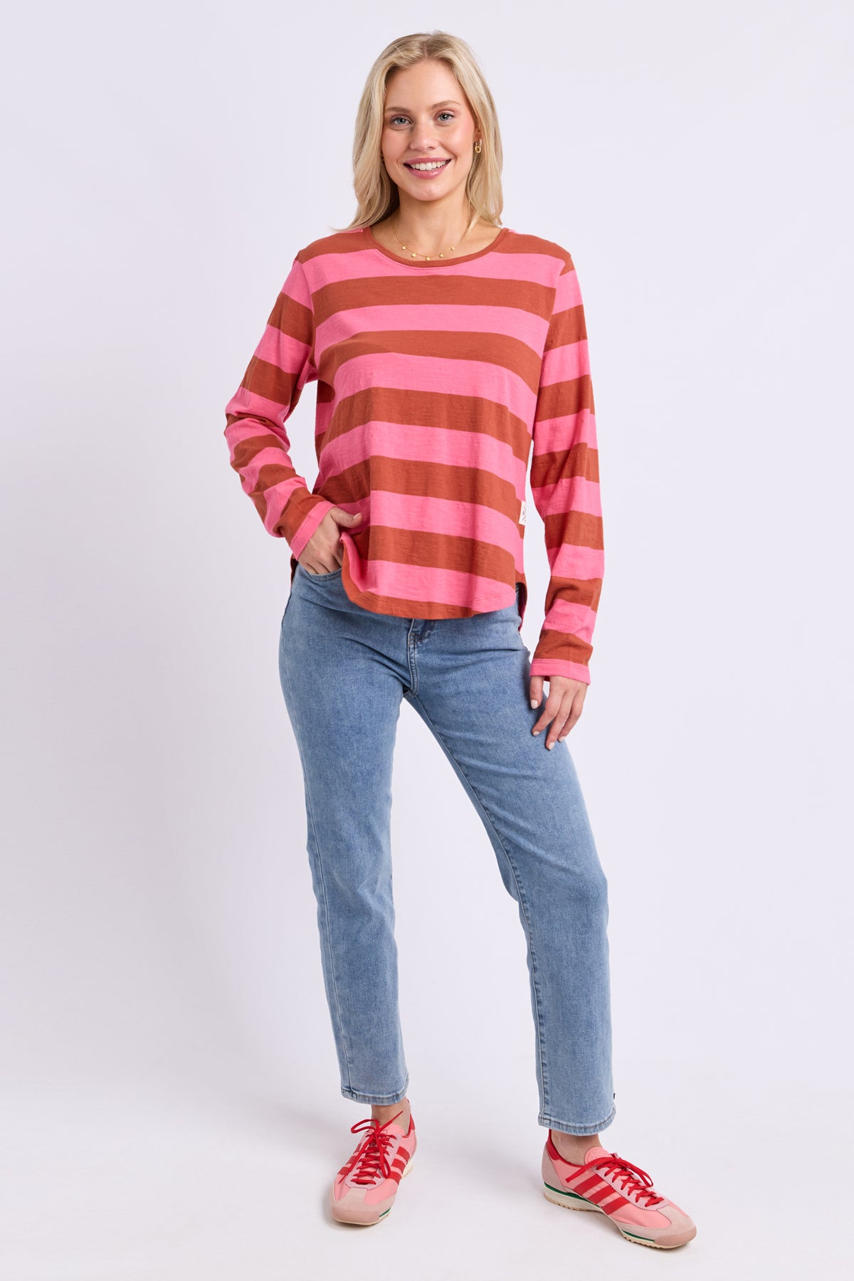 Spritz Stripe Long Sleeve Tee Earth/Pink
