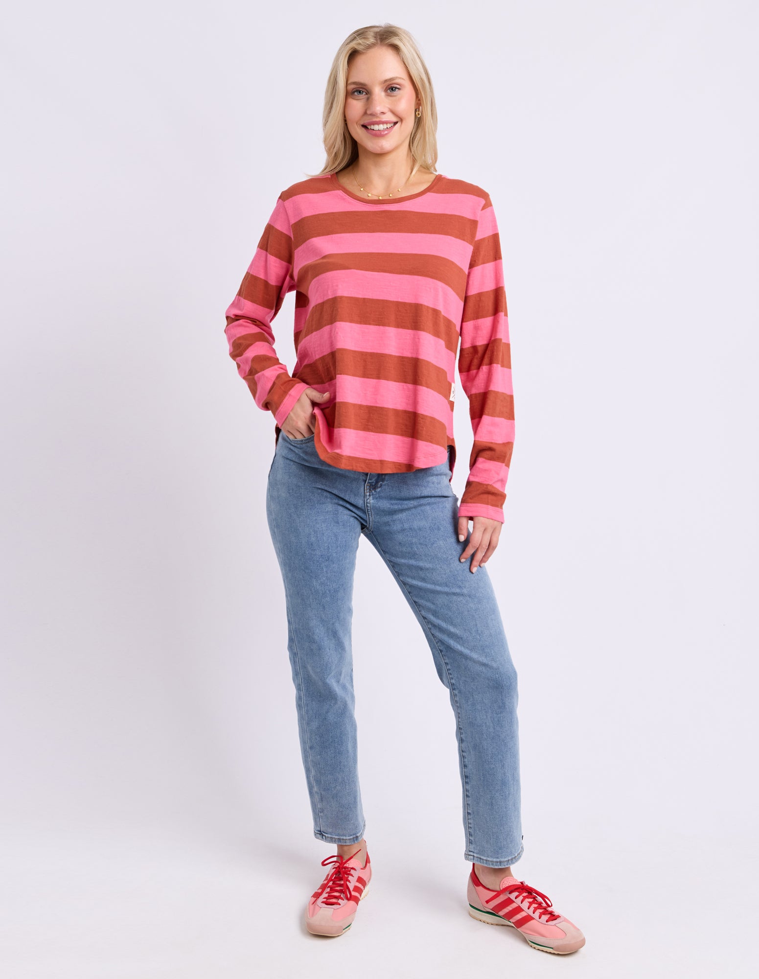 Spritz Stripe Long Sleeve Tee Earth/Pink