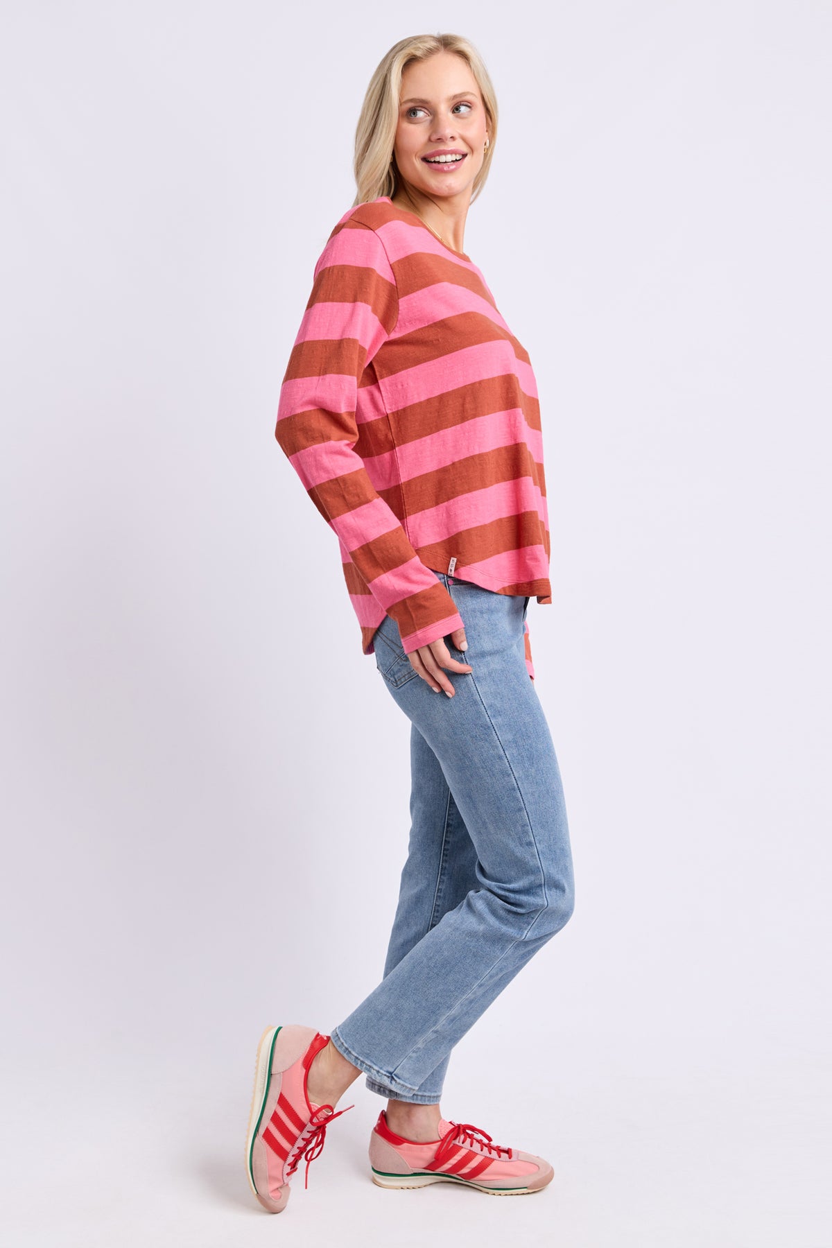 Spritz Stripe Long Sleeve Tee Earth/Pink