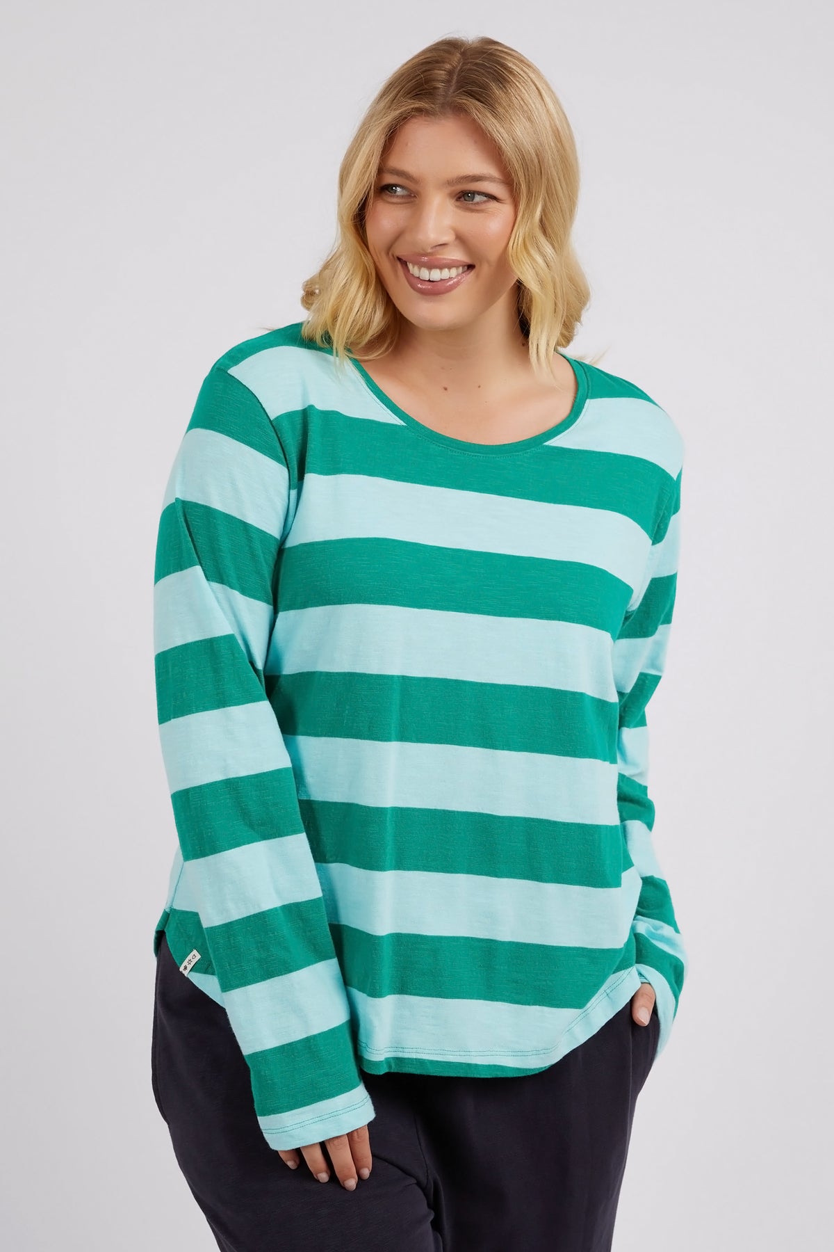 Spritz Stripe Long Sleeve Tee Goodness Green