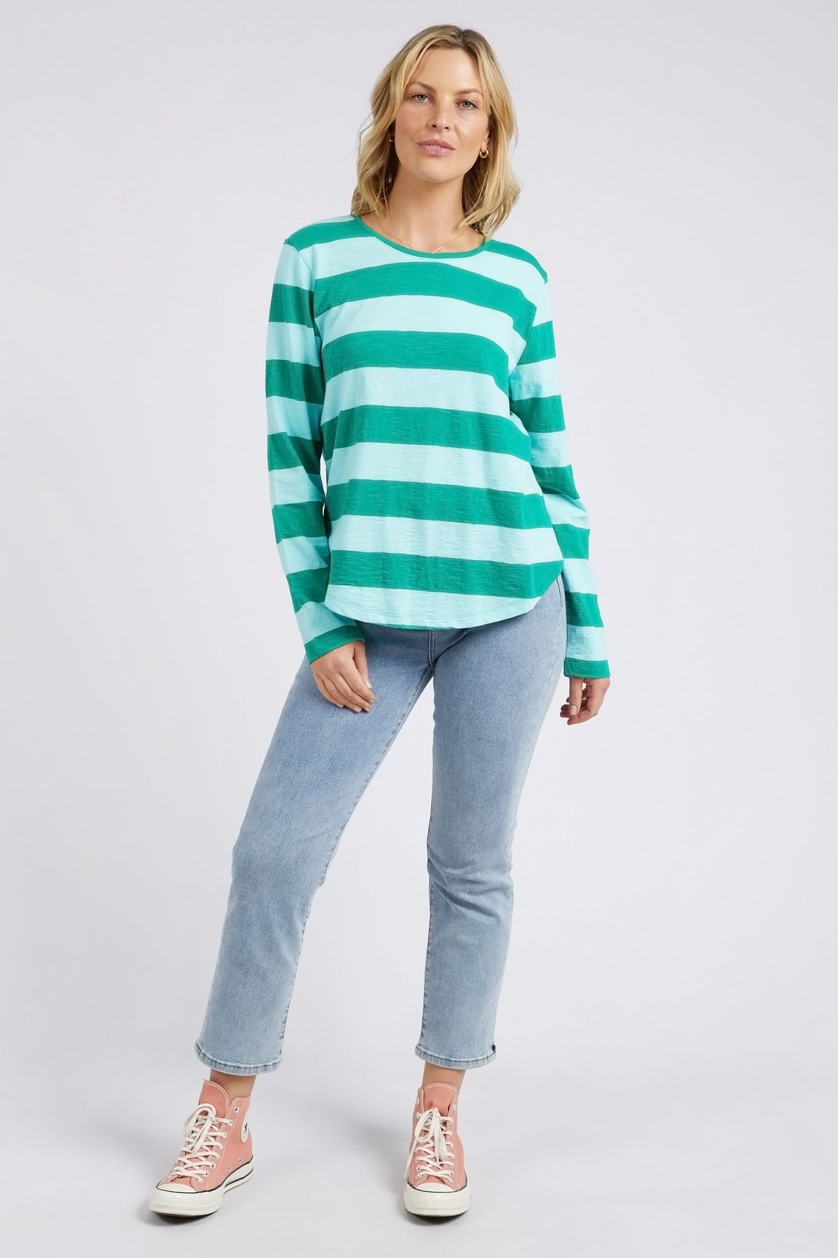 Spritz Stripe Long Sleeve Tee Goodness Green