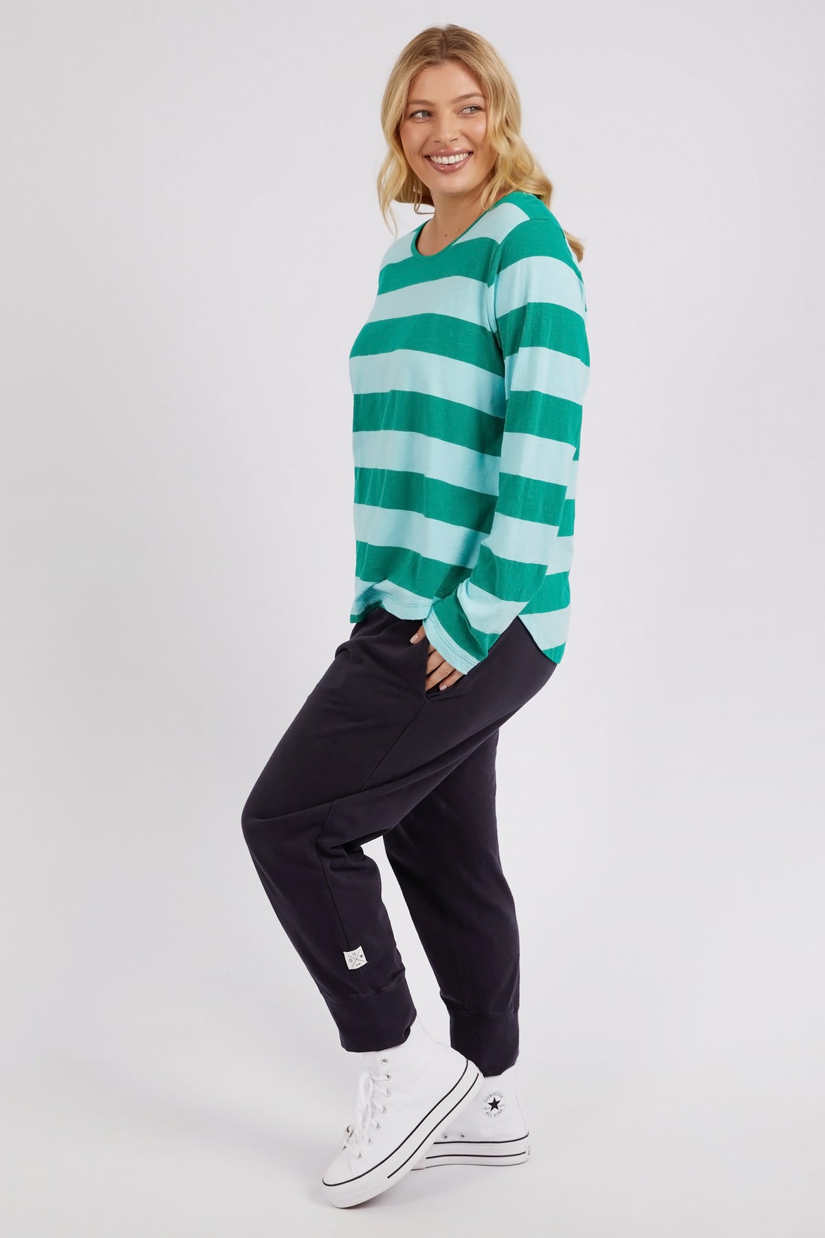 Spritz Stripe Long Sleeve Tee Goodness Green