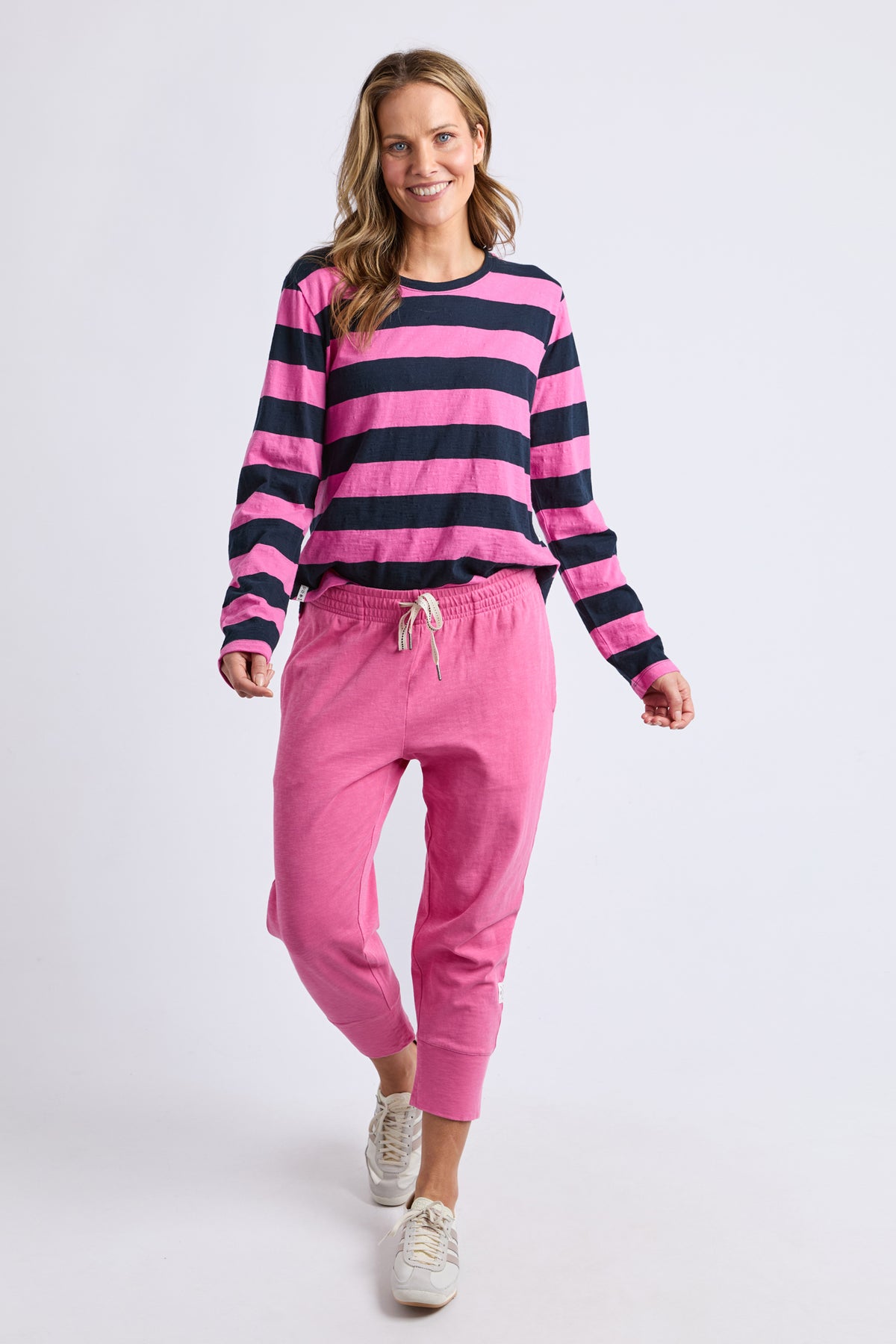 Spritz Stripe Long Sleeve Tee Hot Pink/Navy