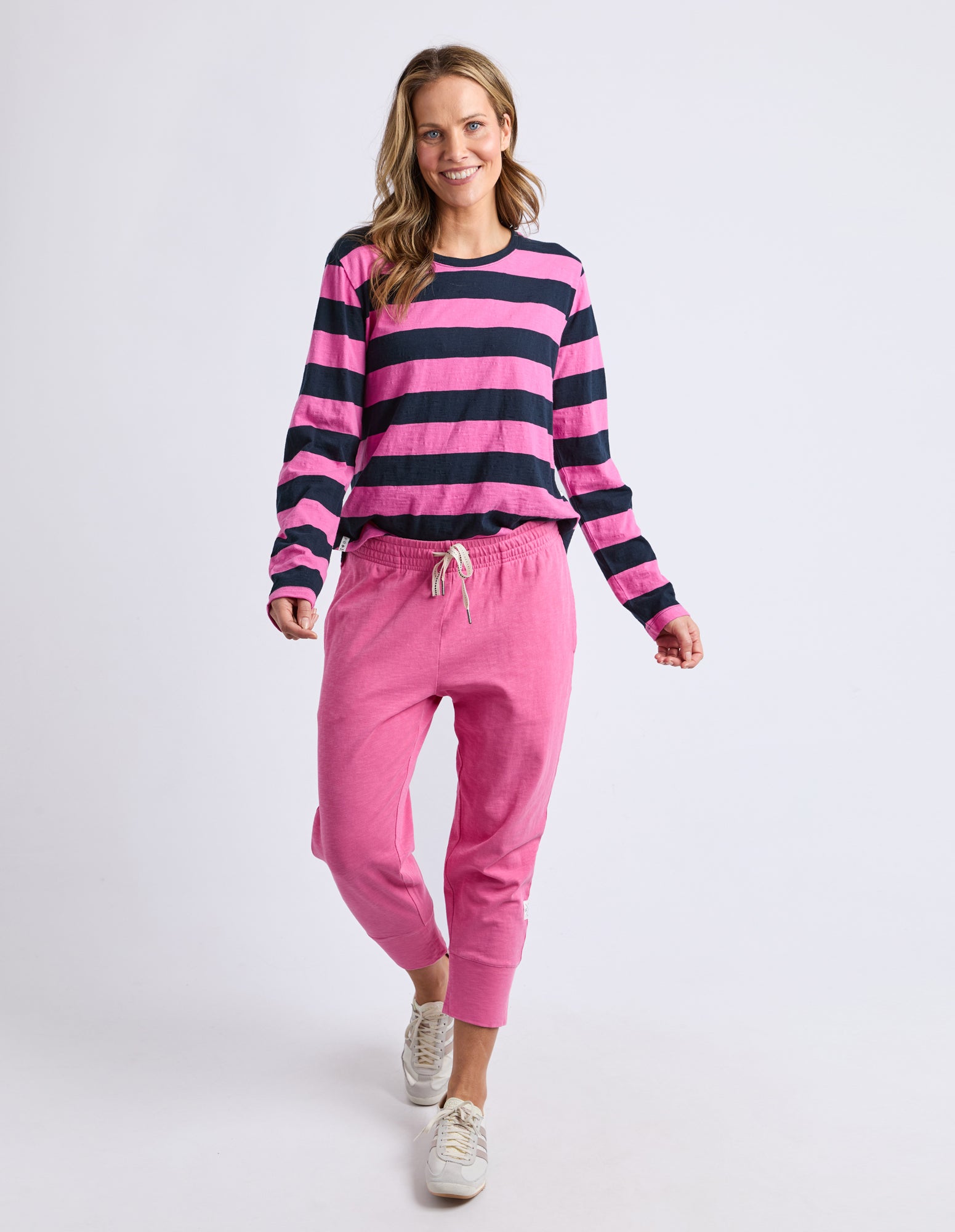 Spritz Stripe Long Sleeve Tee Hot Pink/Navy