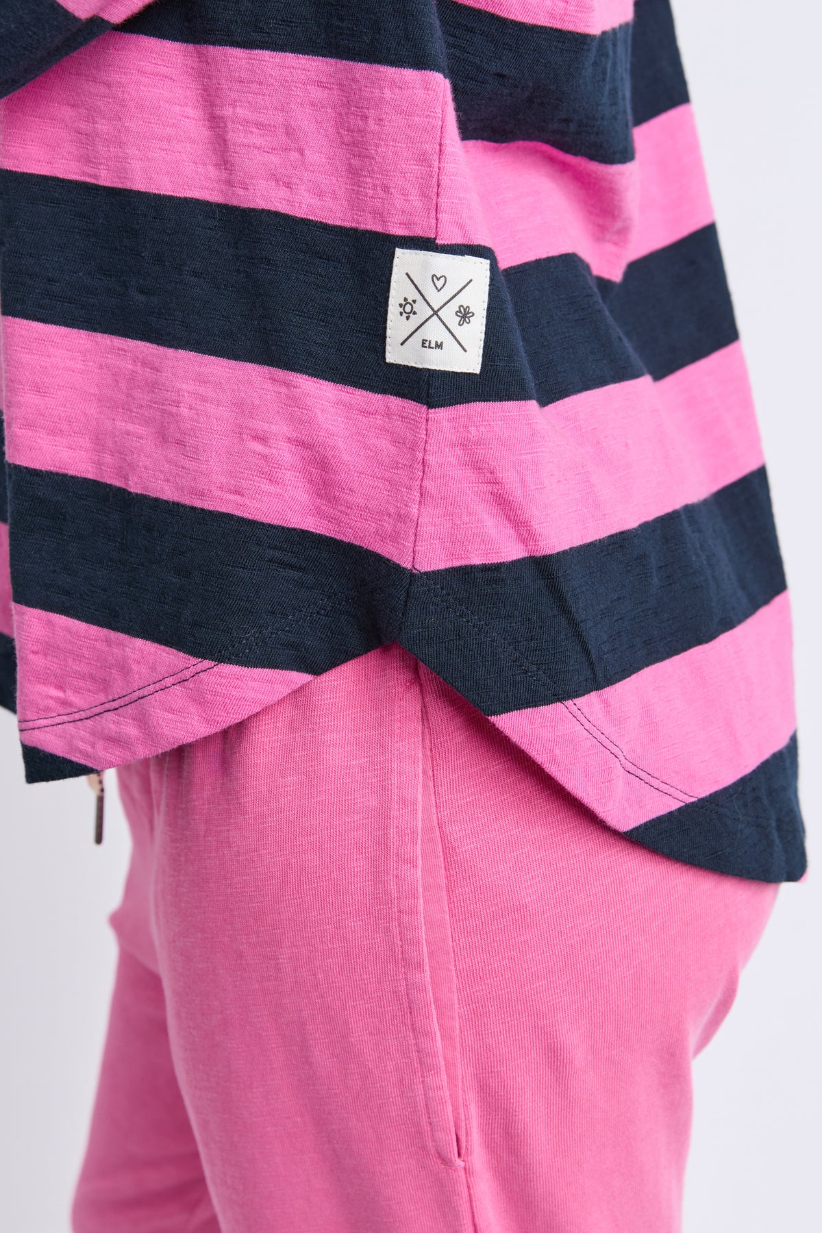 Spritz Stripe Long Sleeve Tee Hot Pink/Navy