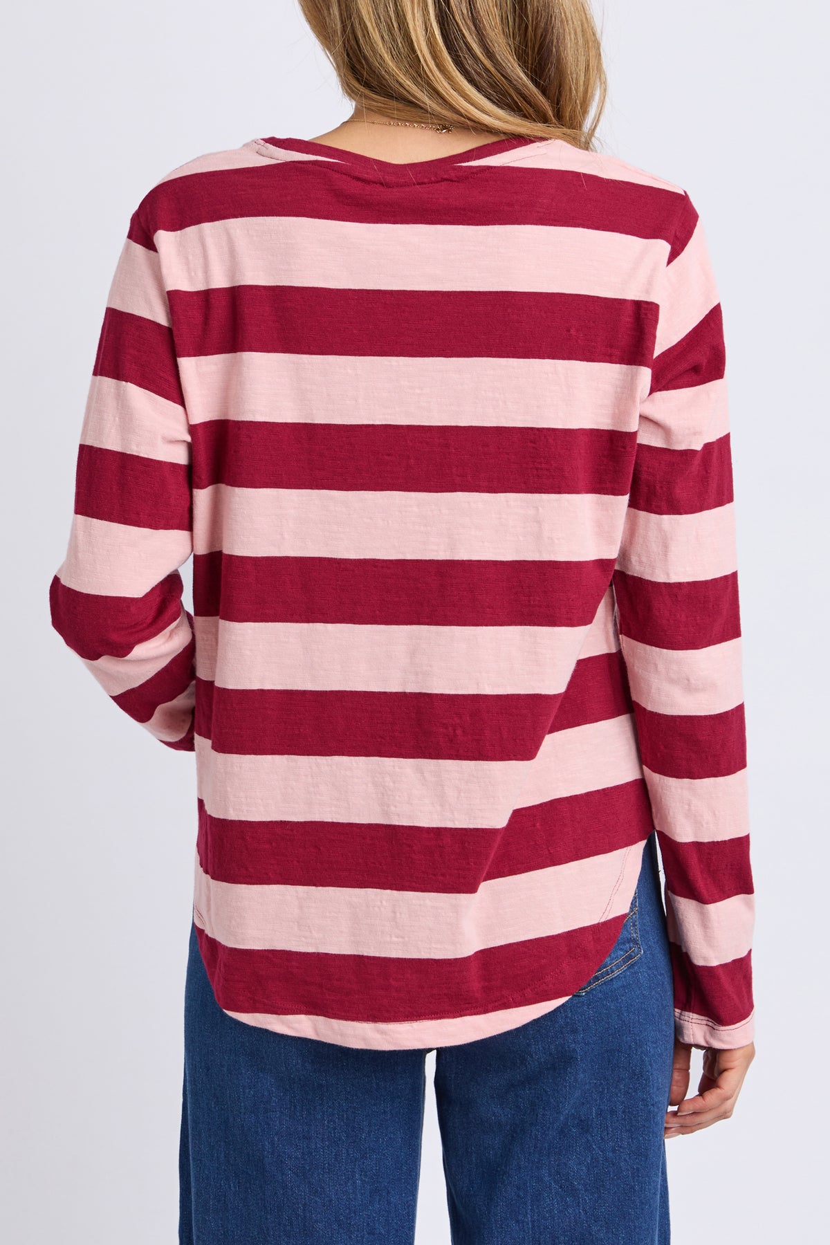 Spritz Stripe Long Sleeve Tee Maroon/Rose